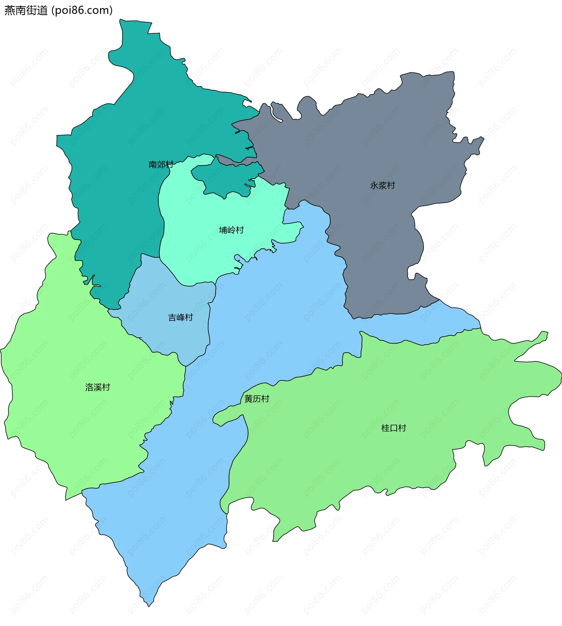 燕南街道边界地图(五级行政区划)