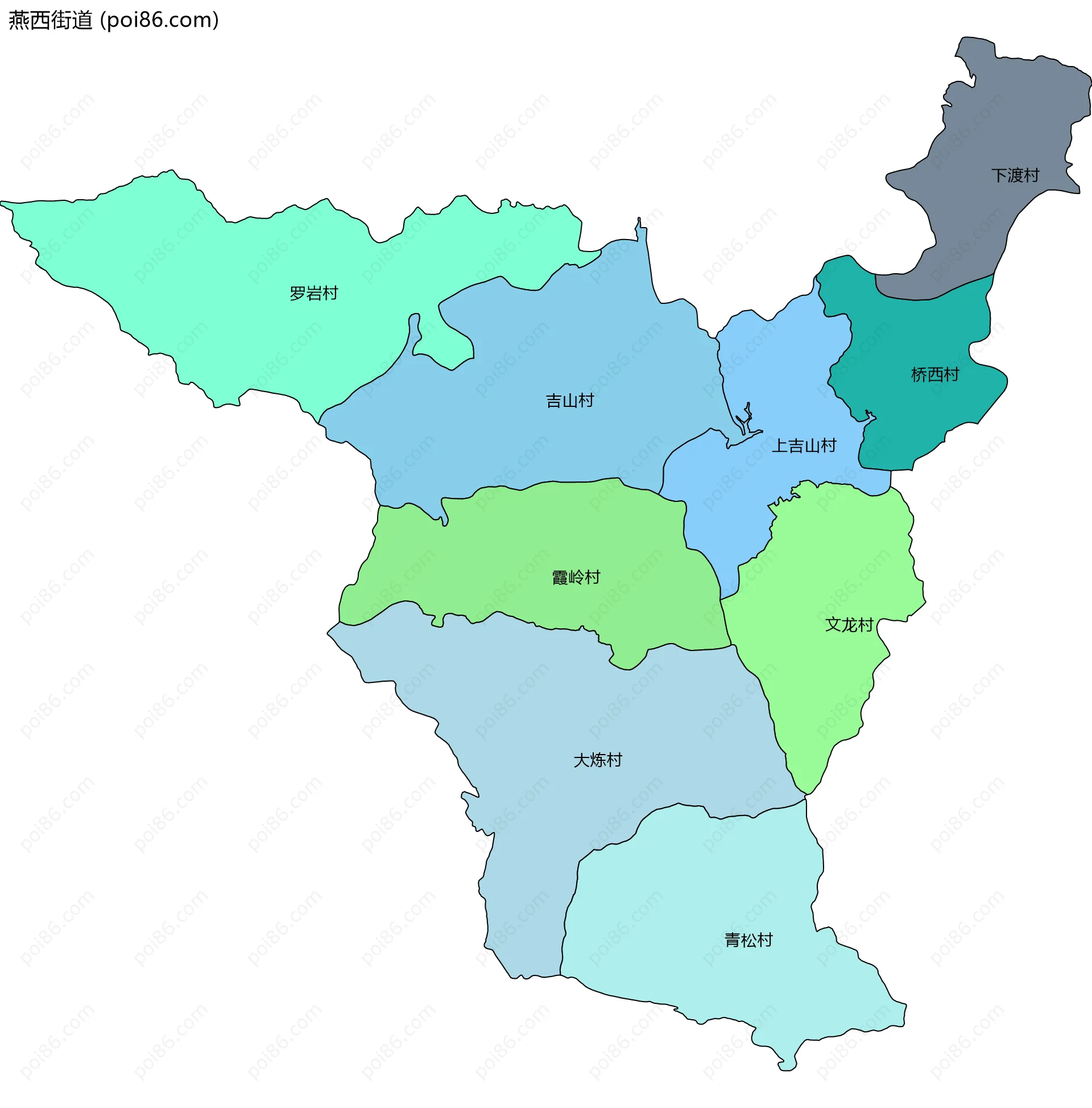 燕西街道边界地图(五级行政区划)