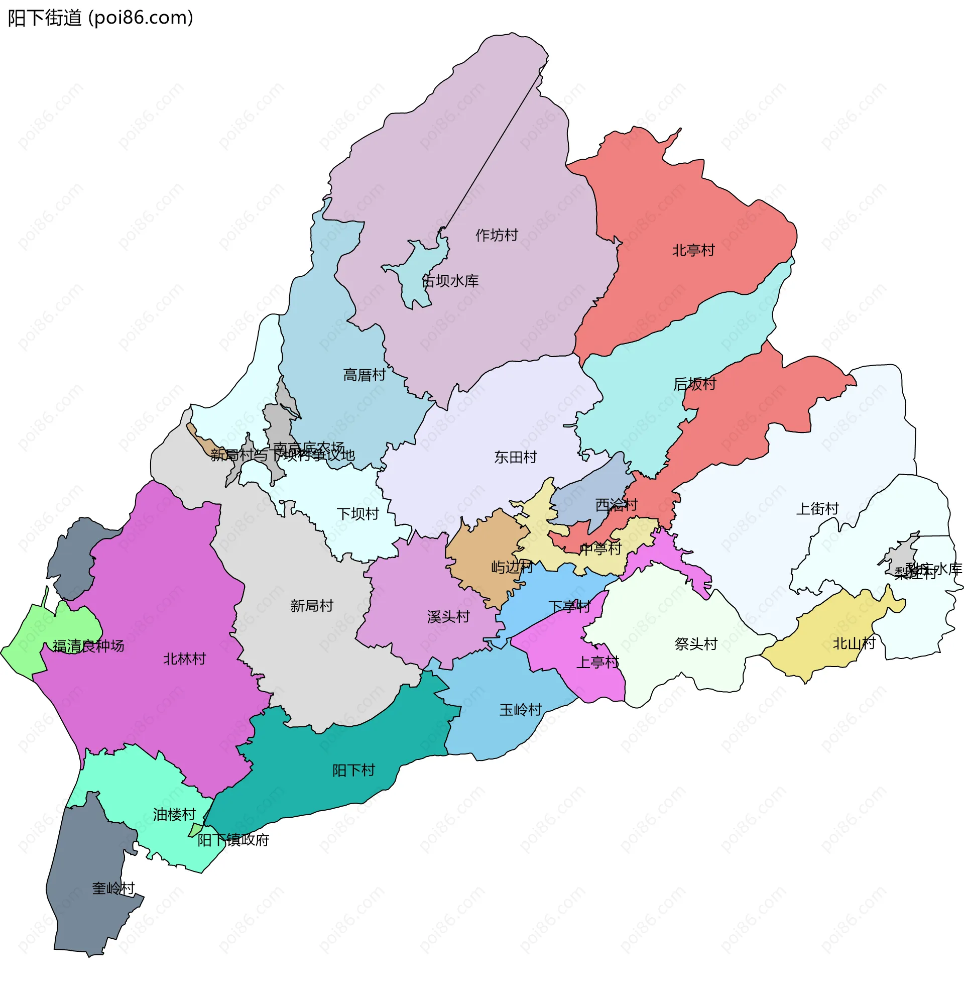 阳下街道边界地图(五级行政区划)