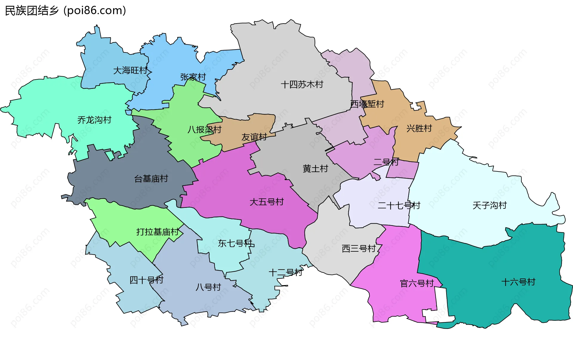 民族团结乡边界地图(五级行政区划)