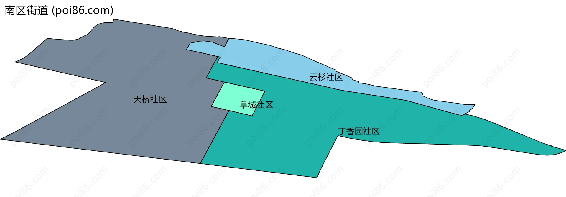 南区街道边界地图(五级行政区划)
