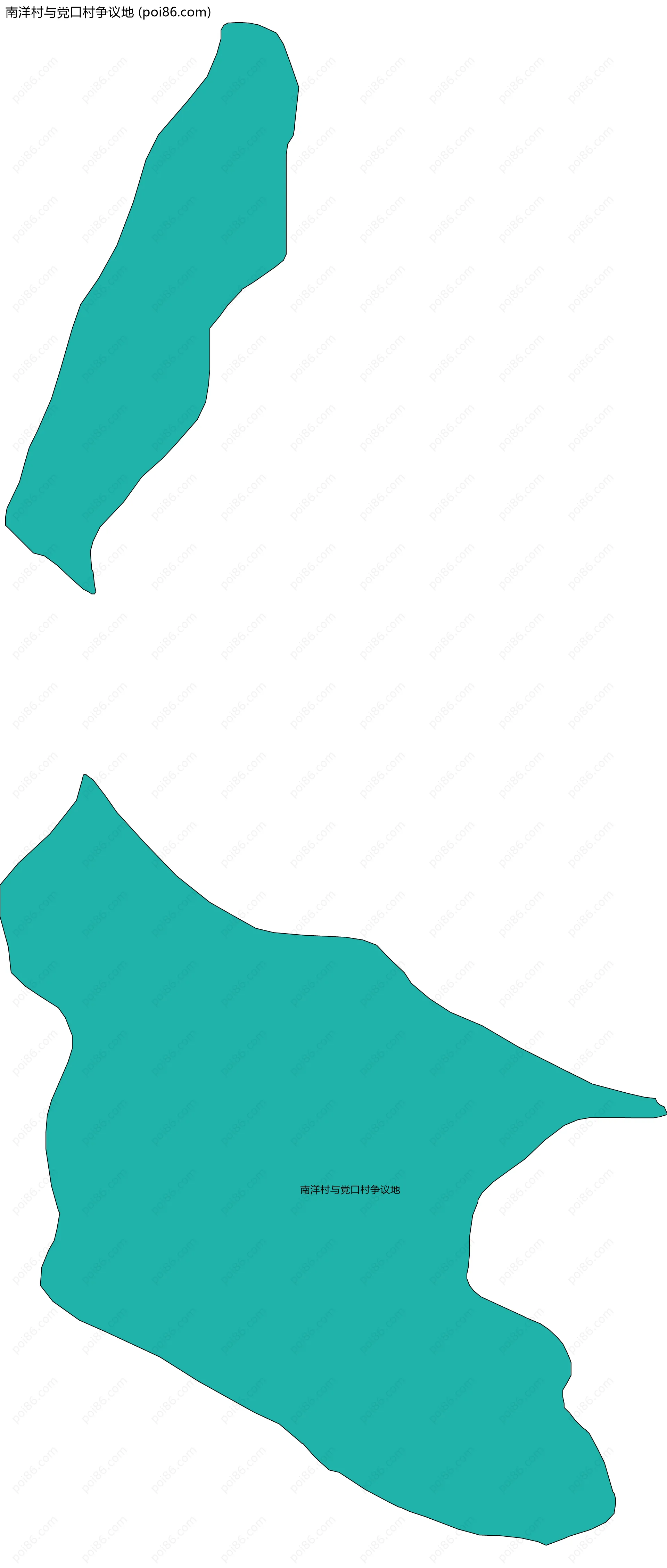 南洋村与党口村争议地边界地图