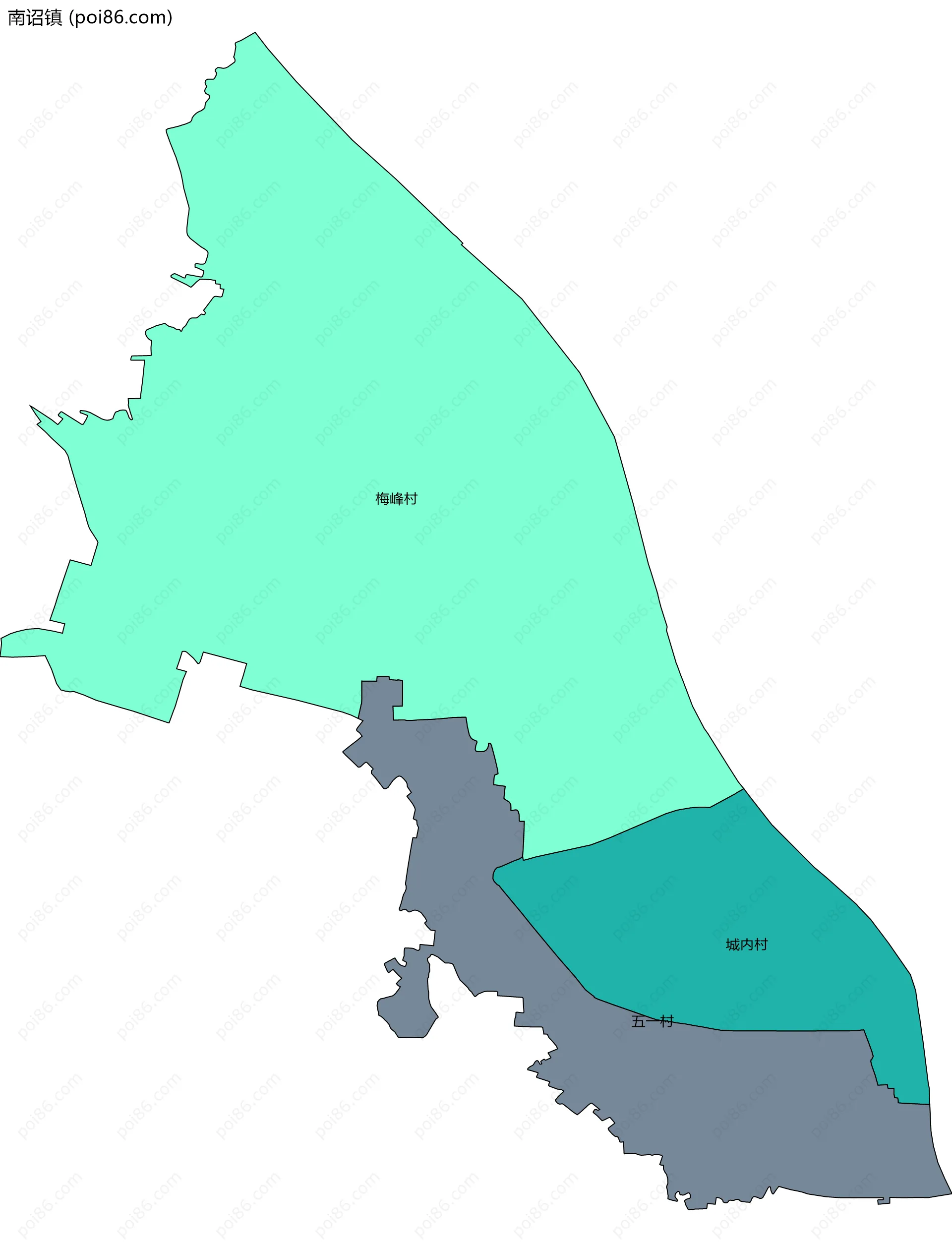 南诏镇边界地图(五级行政区划)