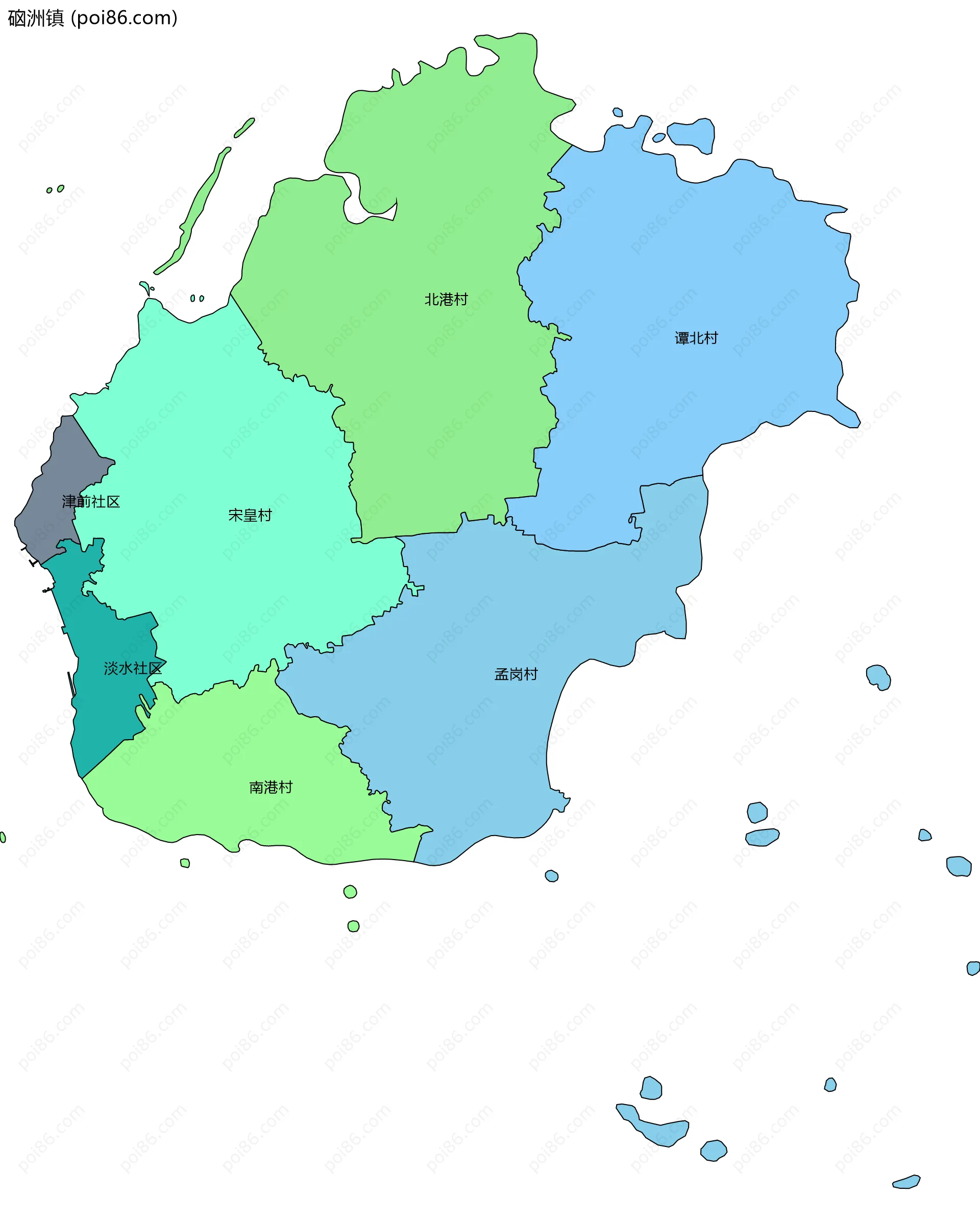 硇洲镇边界地图(五级行政区划)