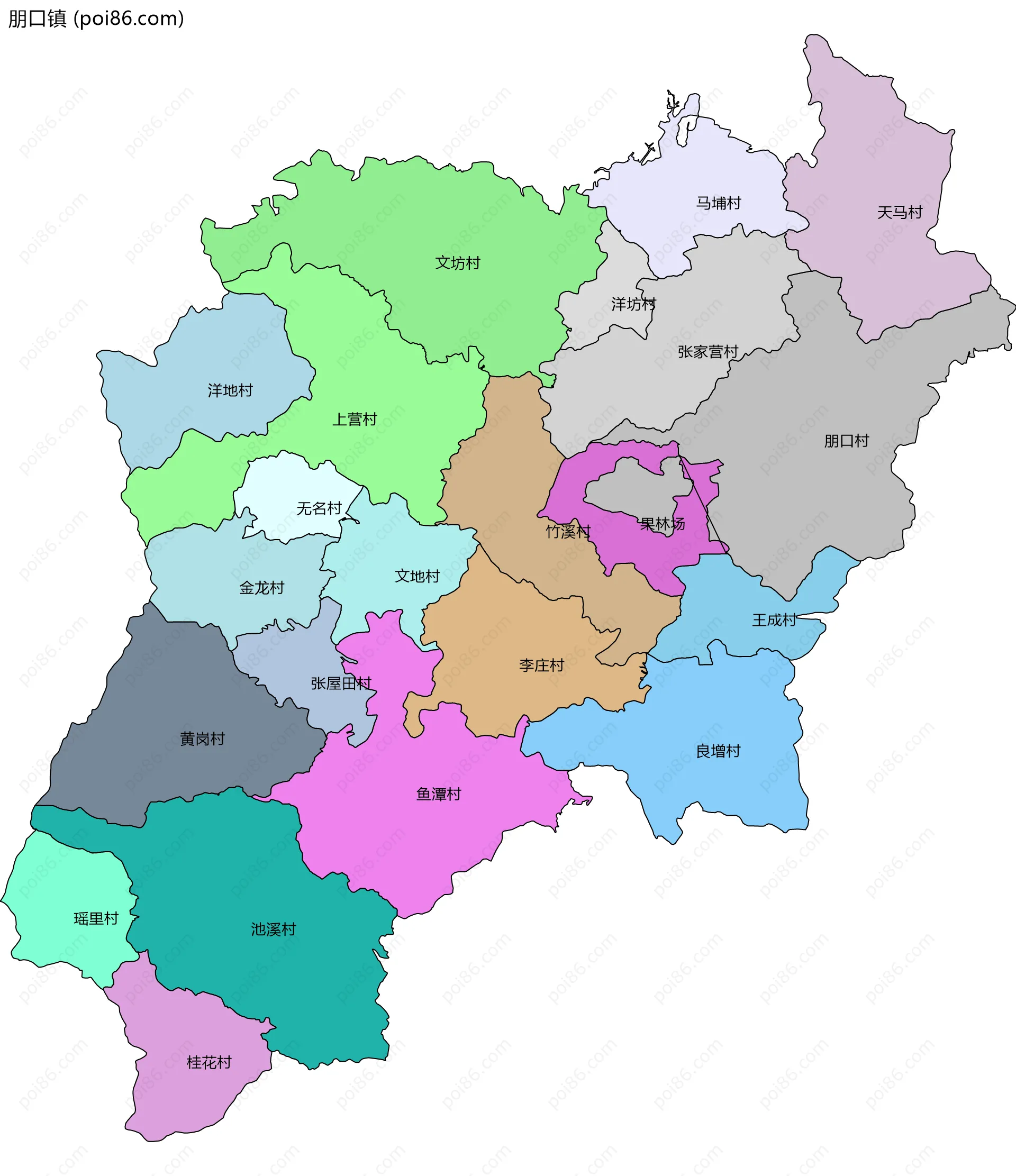 朋口镇边界地图(五级行政区划)