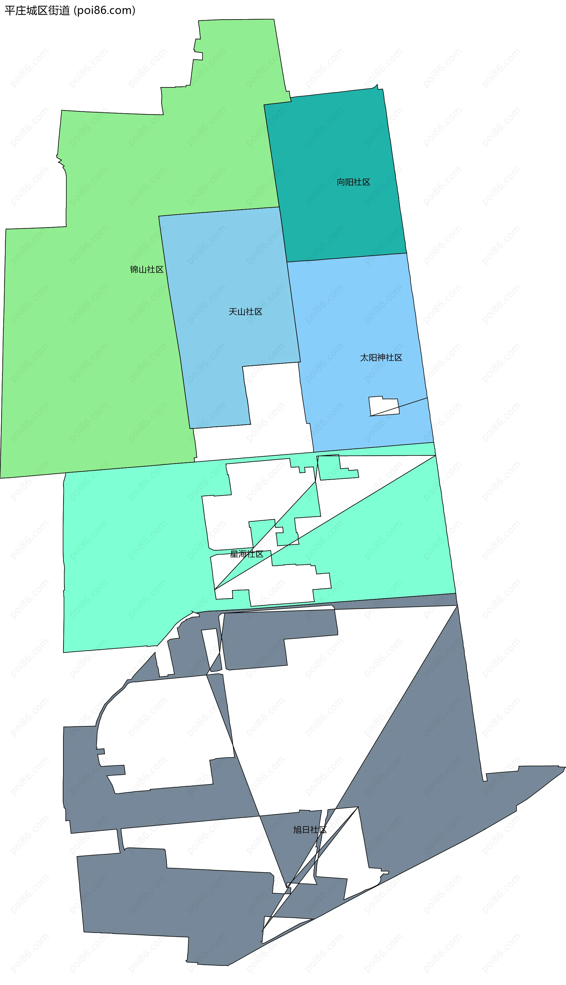 平庄城区街道边界地图(五级行政区划)