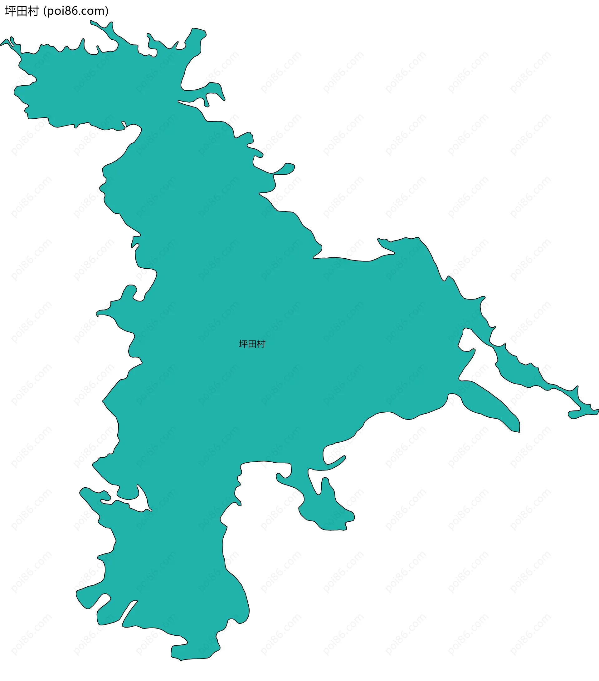 坪田村边界地图