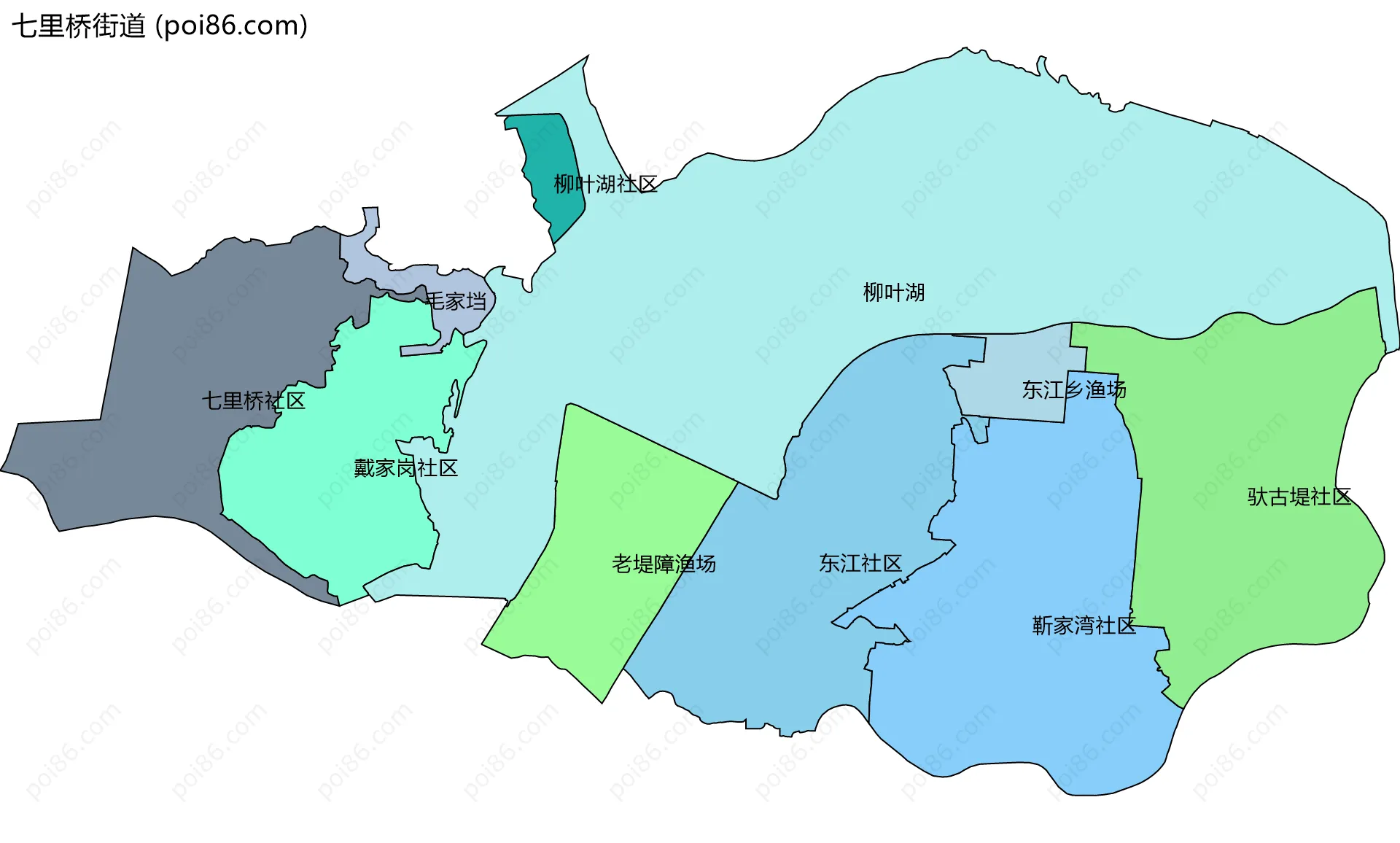 七里桥街道边界地图(五级行政区划)