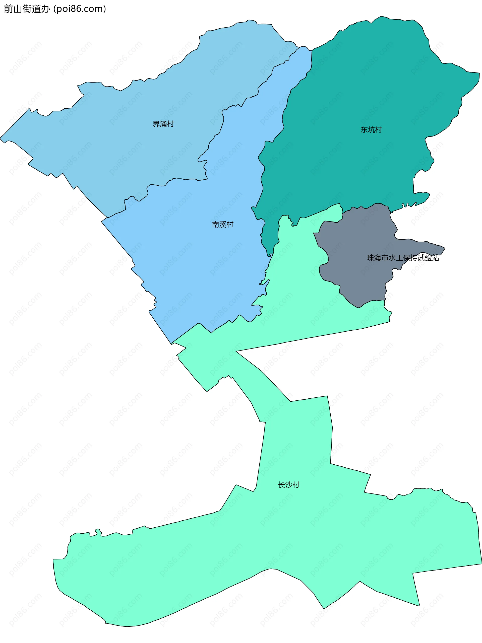 前山街道办边界地图(五级行政区划)