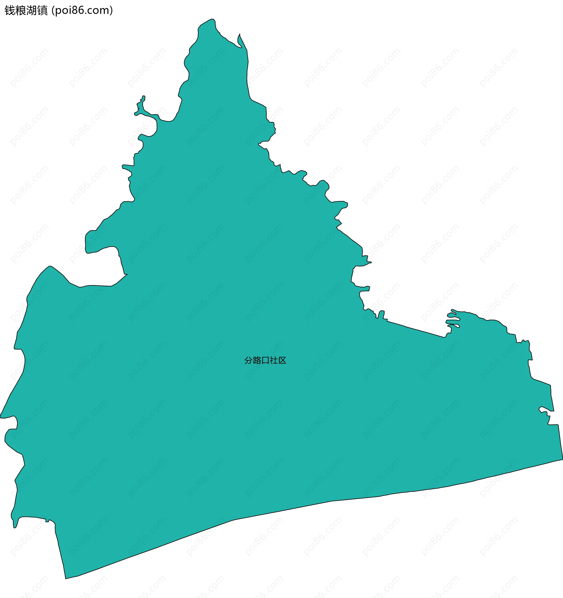 钱粮湖镇边界地图(五级行政区划)