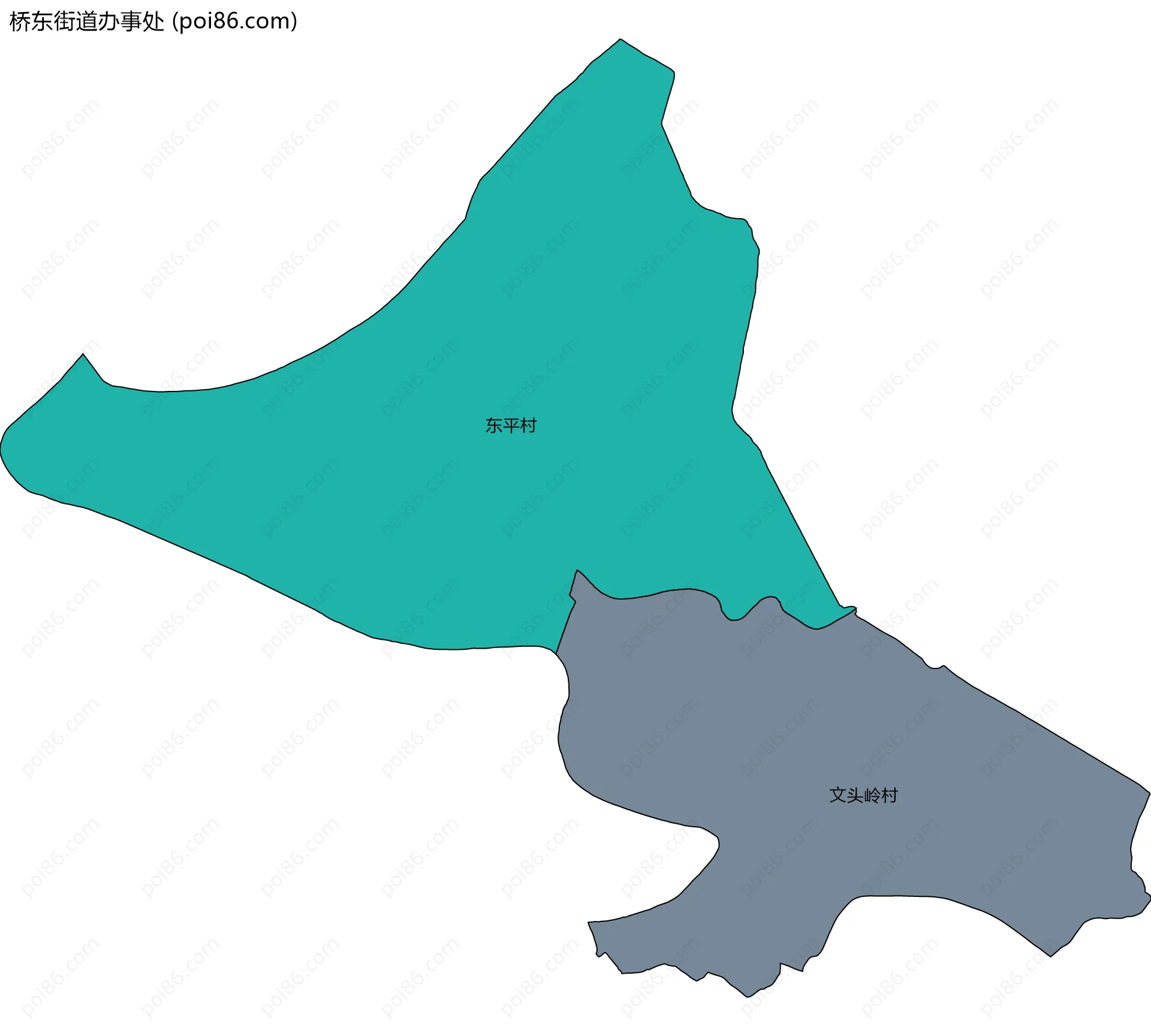 桥东街道办事处边界地图(五级行政区划)