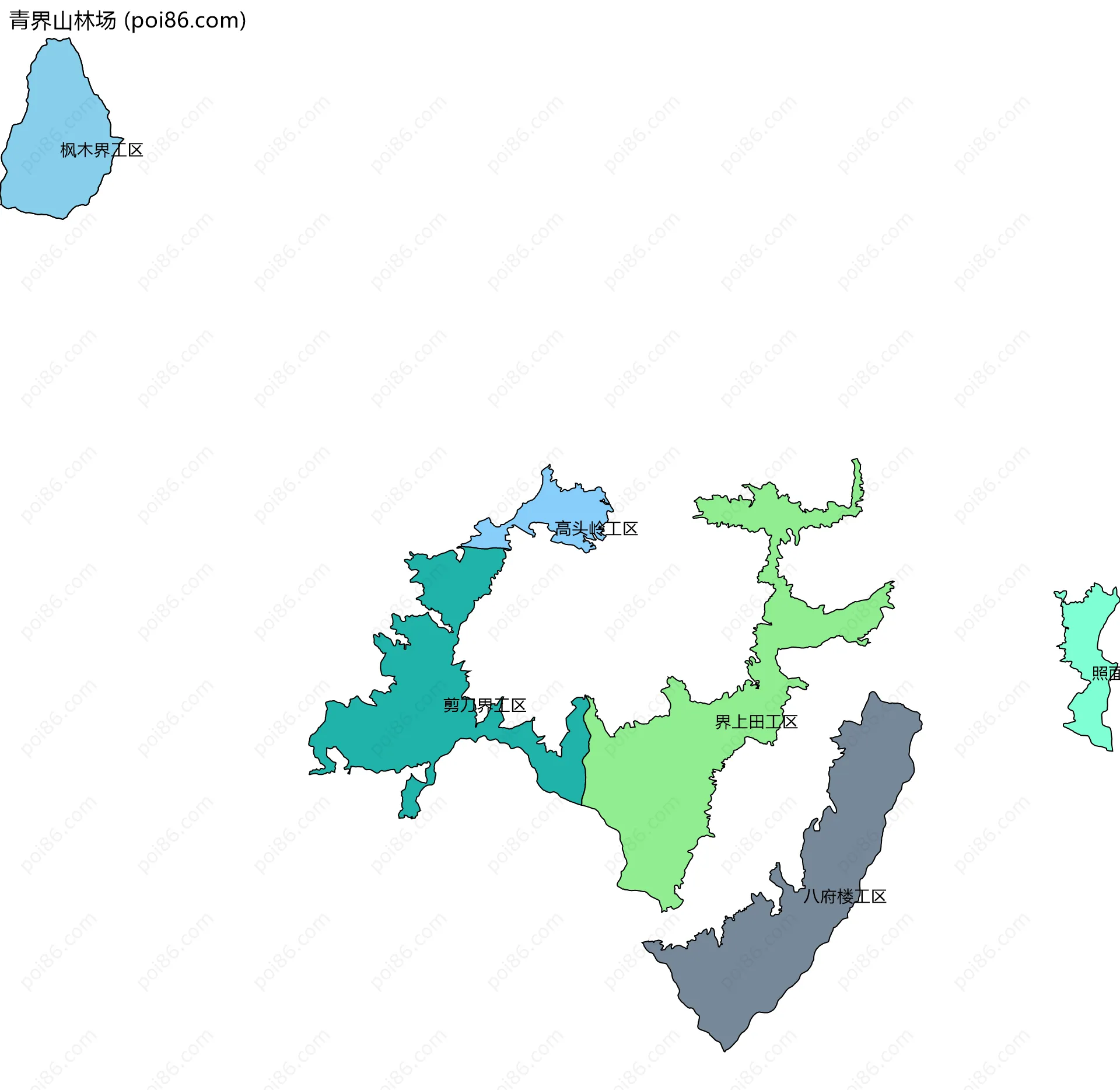 青界山林场边界地图(五级行政区划)