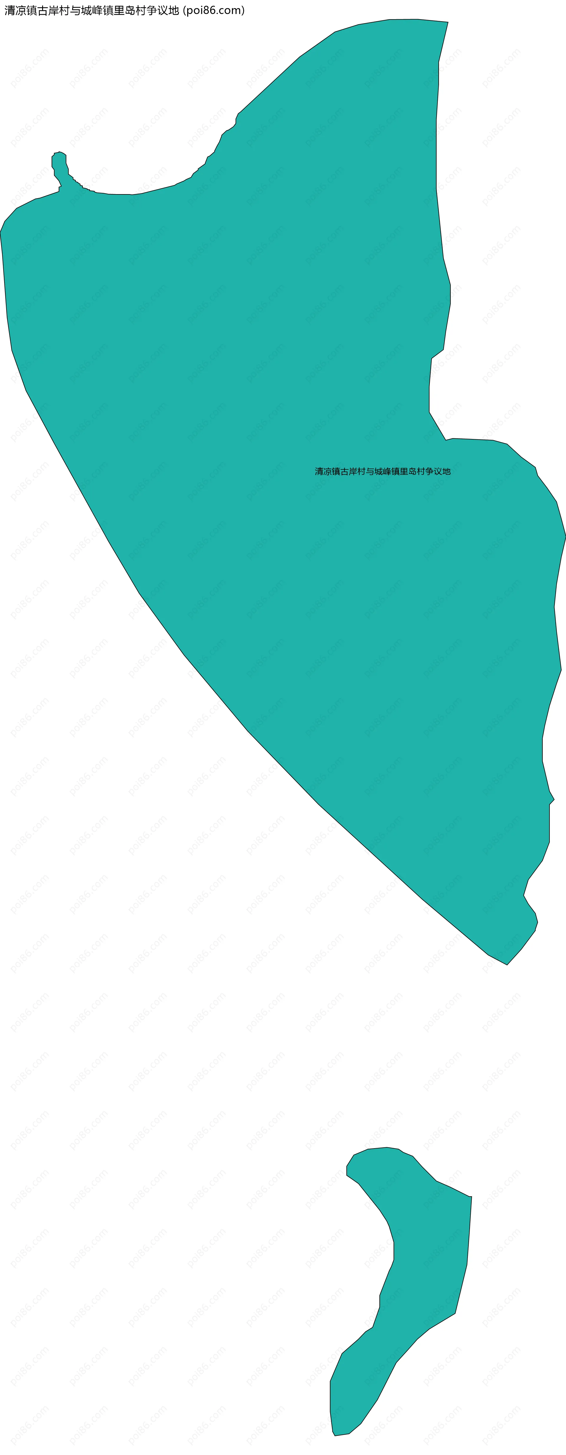 清凉镇古岸村与城峰镇里岛村争议地边界地图