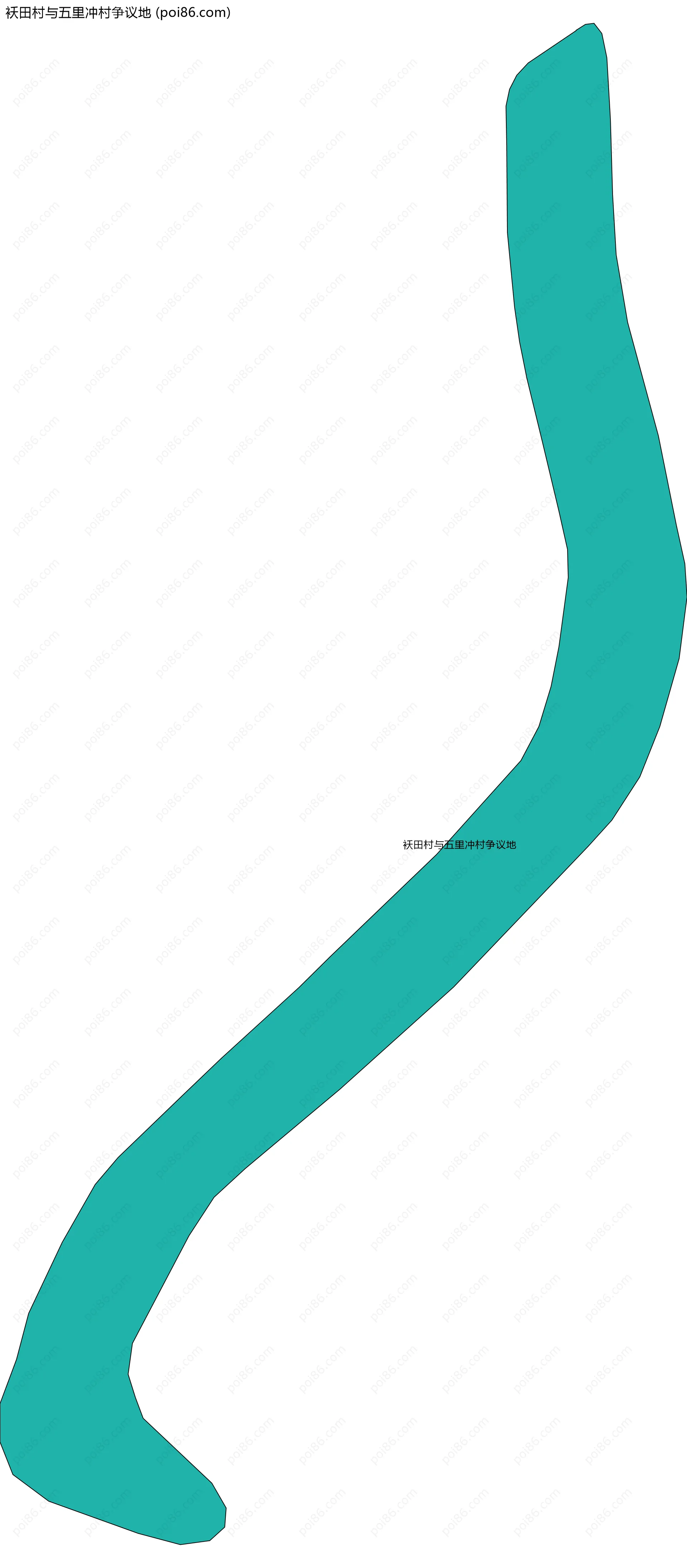 袄田村与五里冲村争议地边界地图