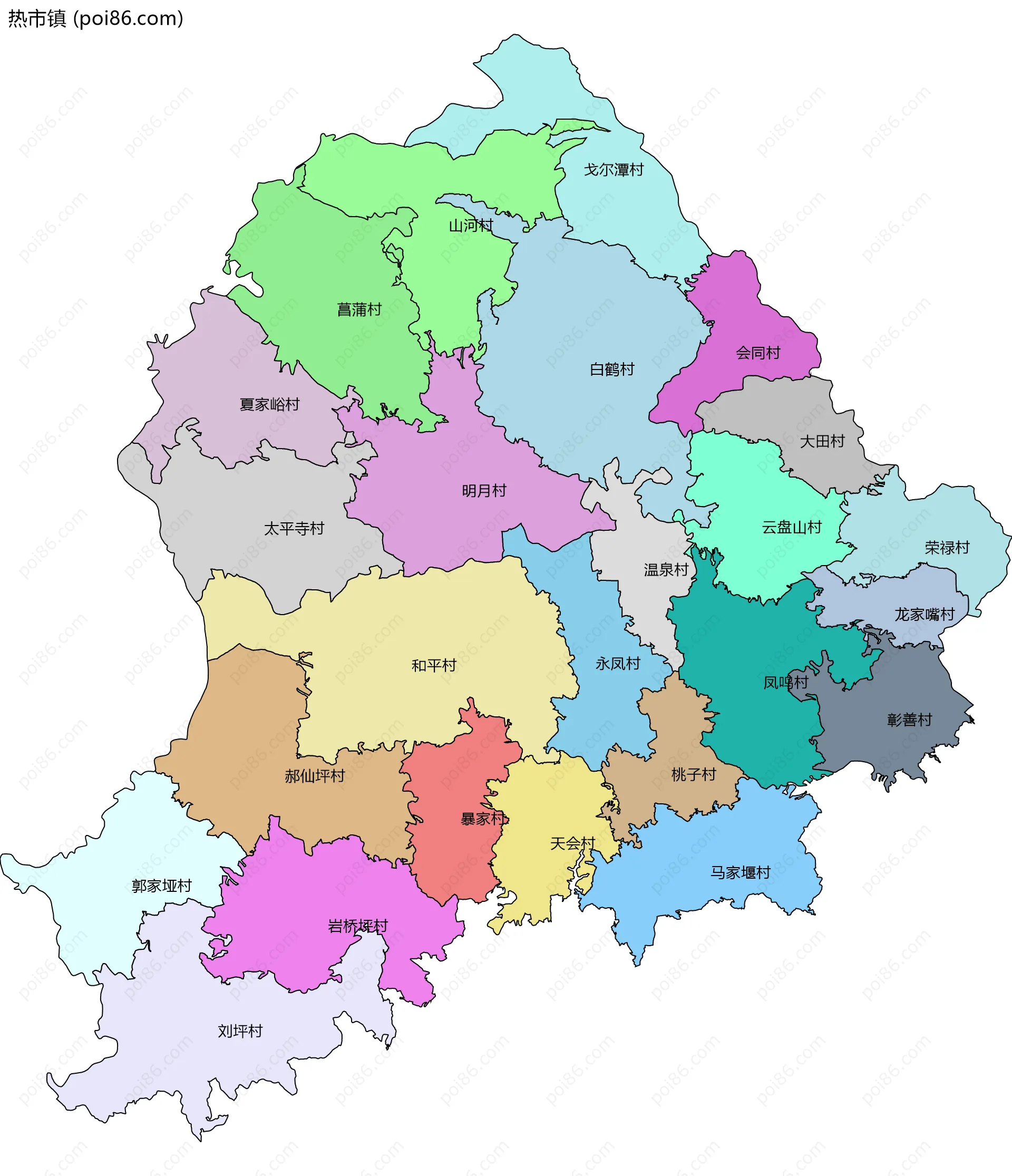 热市镇边界地图(五级行政区划)