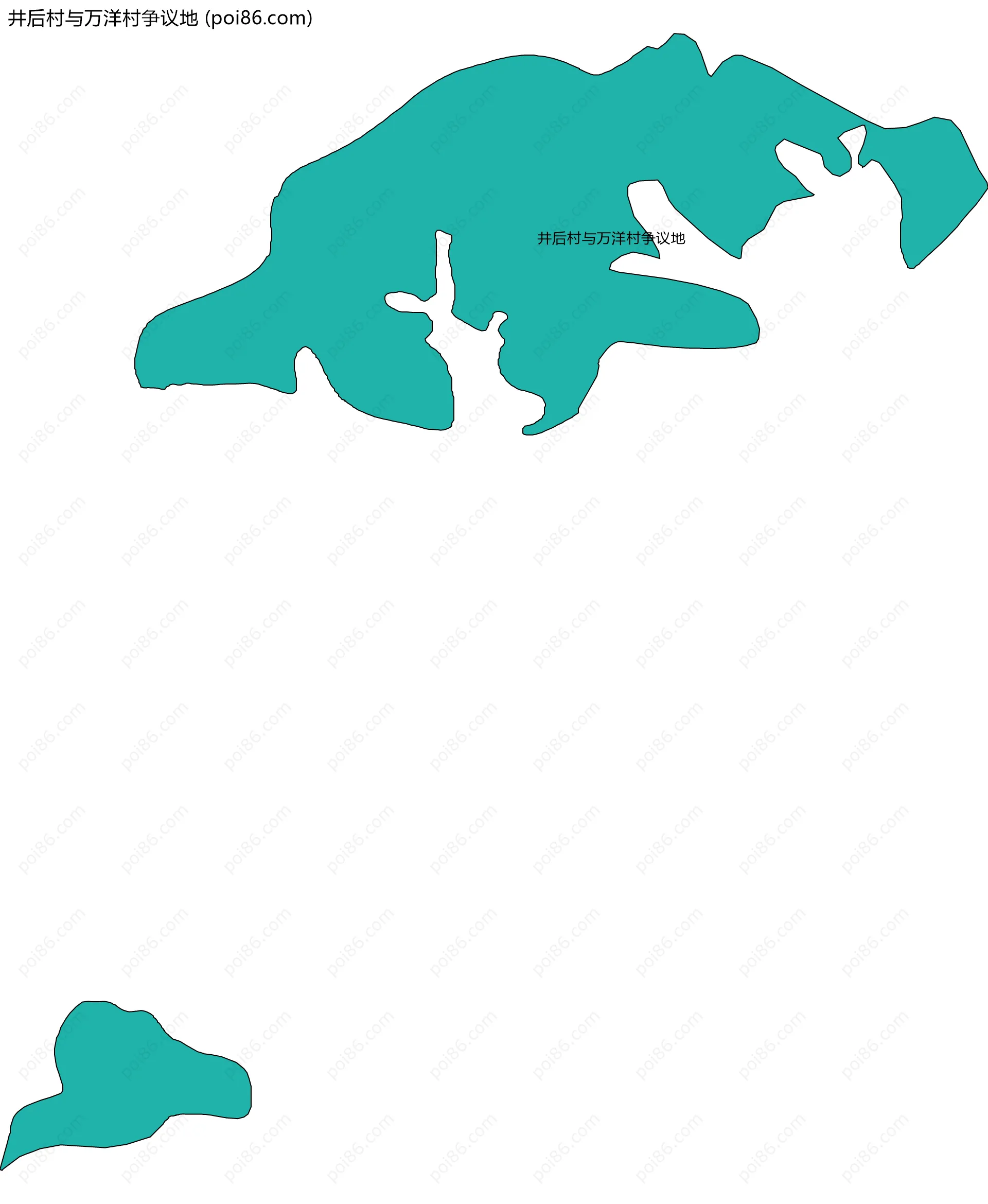 井后村与万洋村争议地边界地图