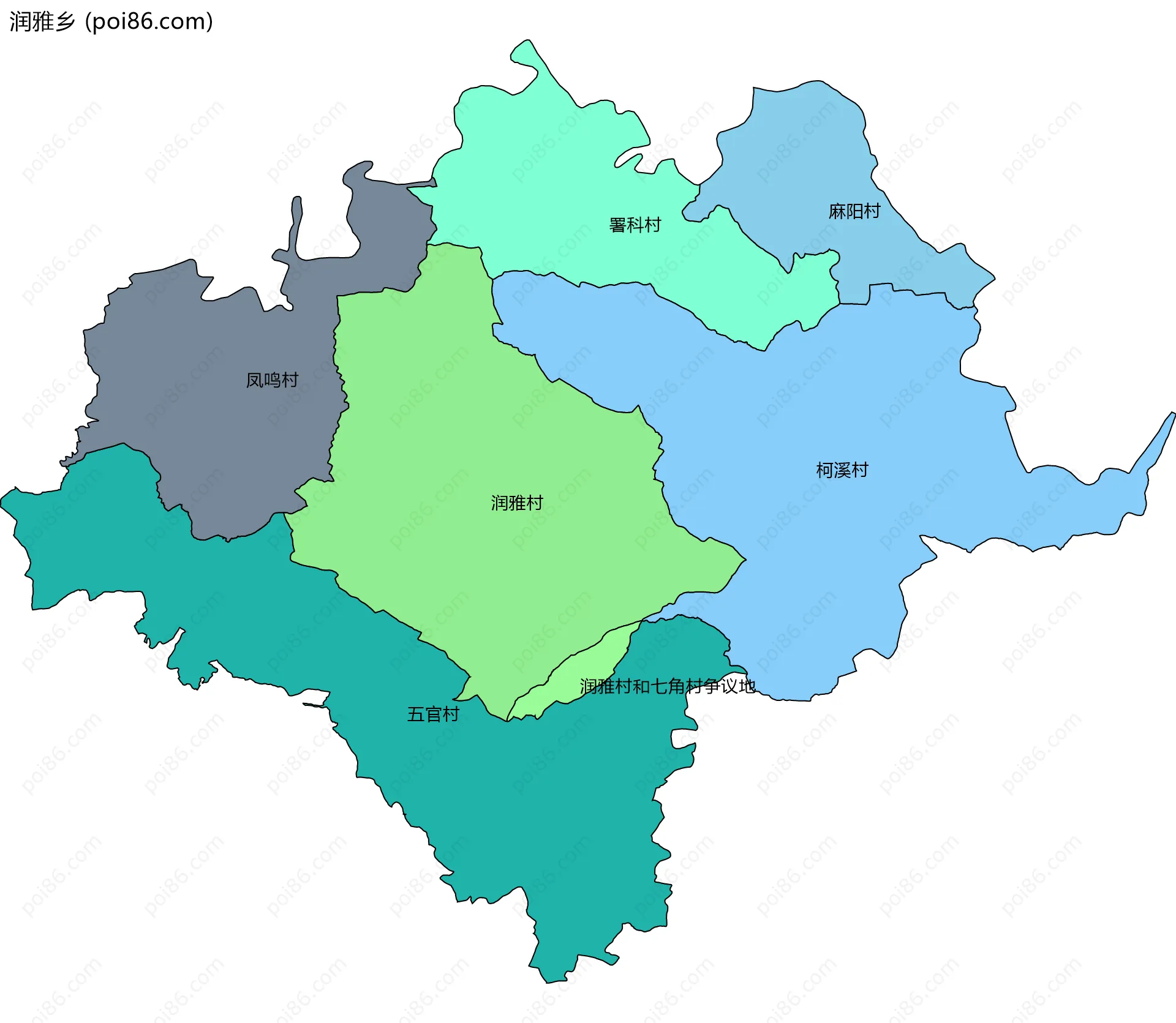 润雅乡边界地图(五级行政区划)