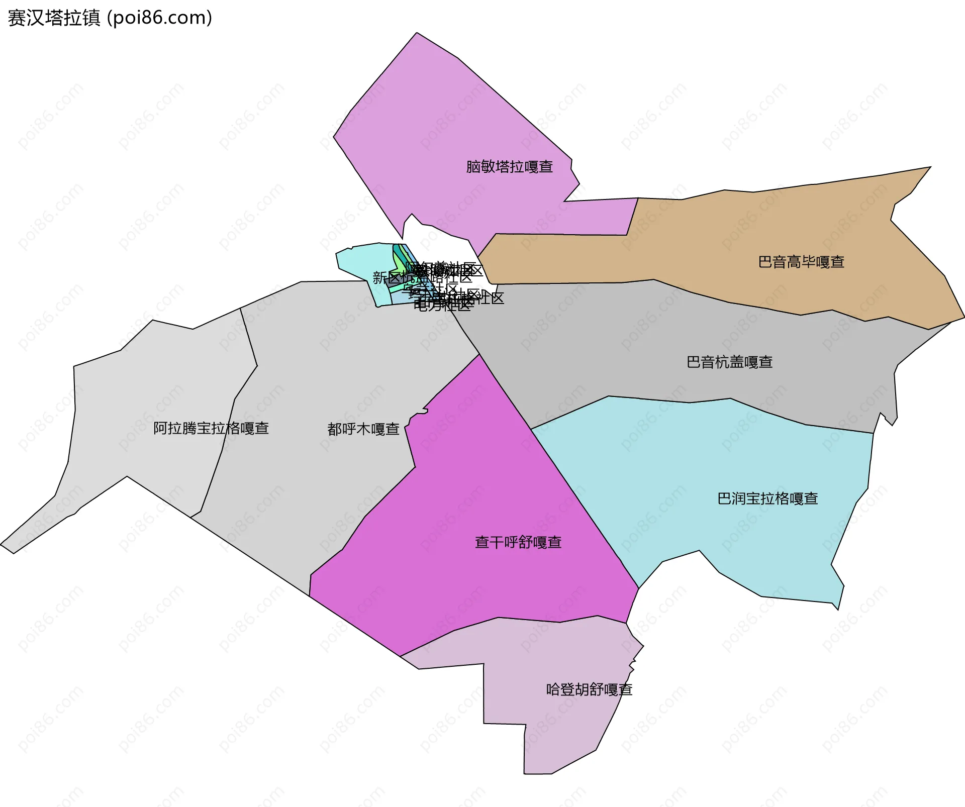赛汉塔拉镇边界地图(五级行政区划)