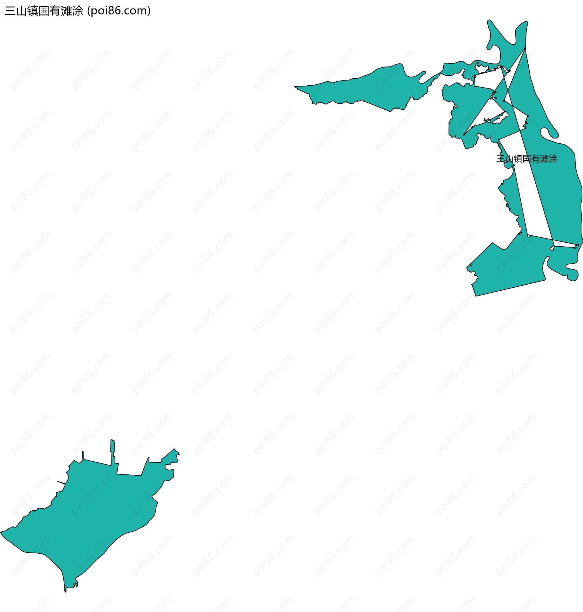 三山镇国有滩涂边界地图(五级行政区划)