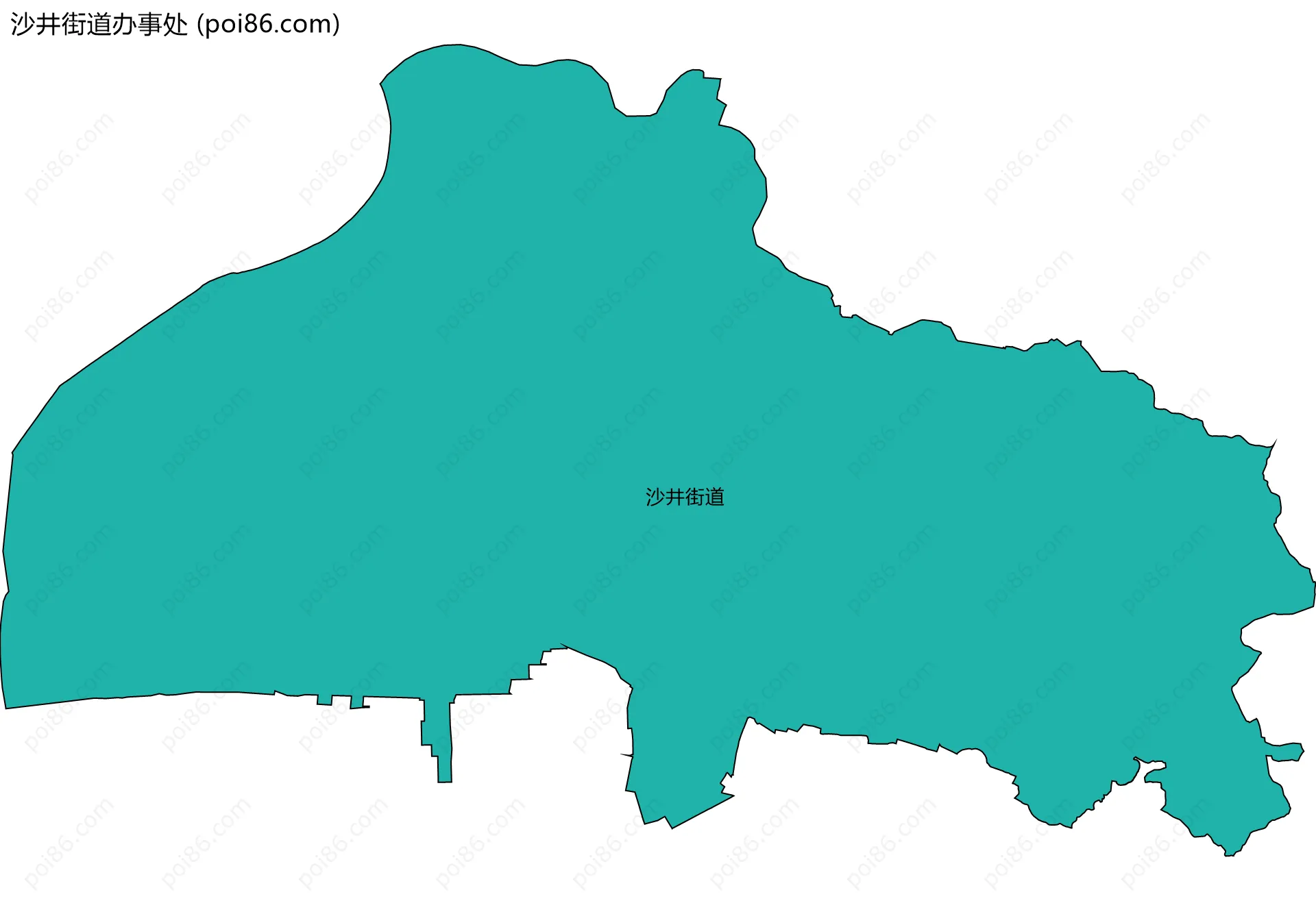 沙井街道办事处边界地图(五级行政区划)
