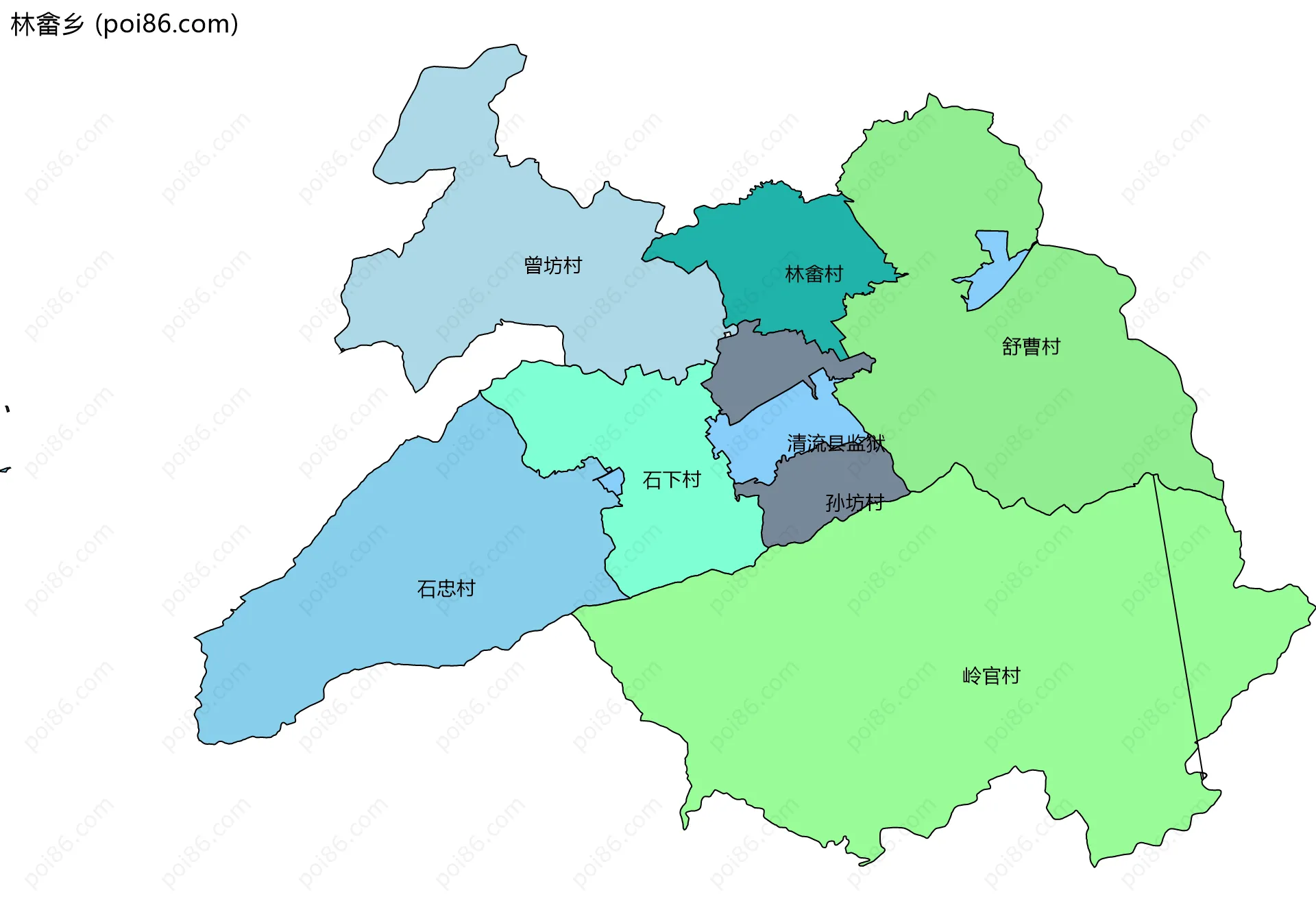 林畲乡边界地图(五级行政区划)
