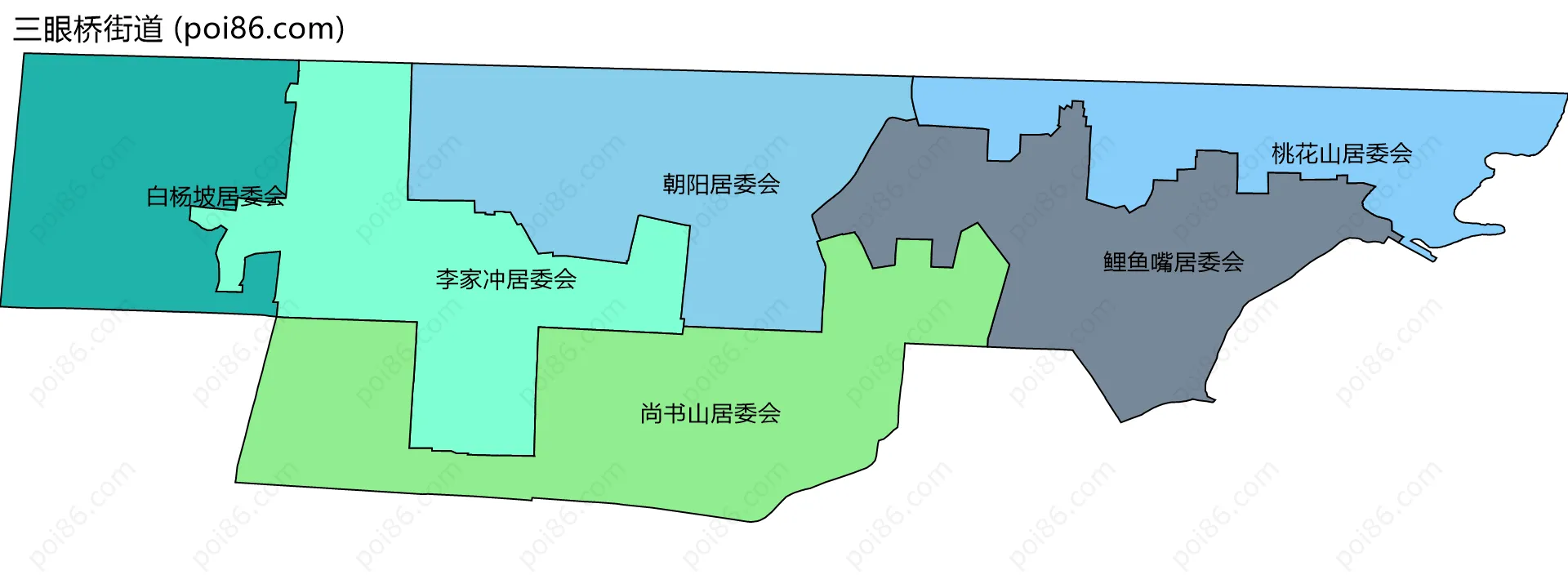 三眼桥街道边界地图(五级行政区划)