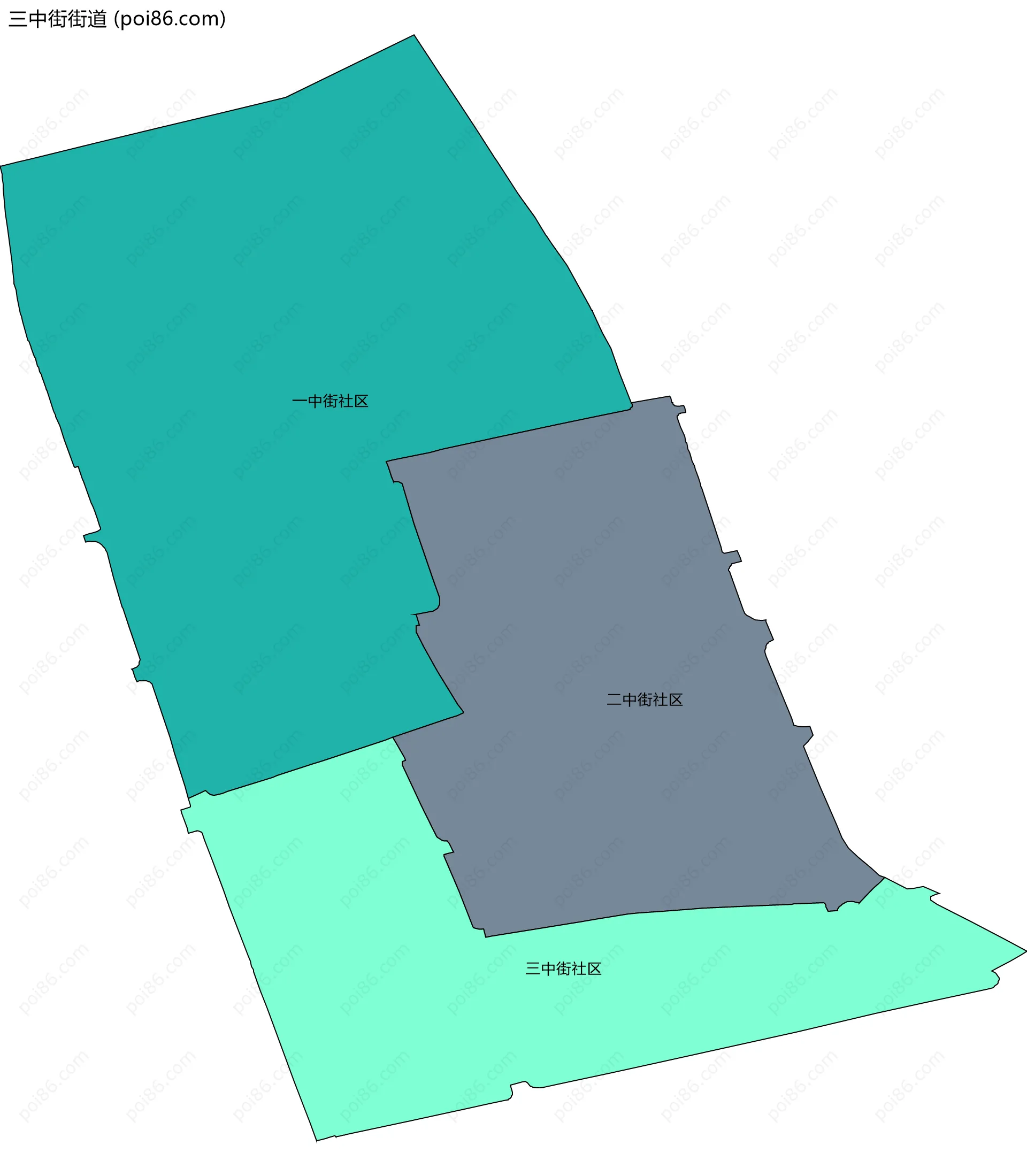 三中街街道边界地图(五级行政区划)