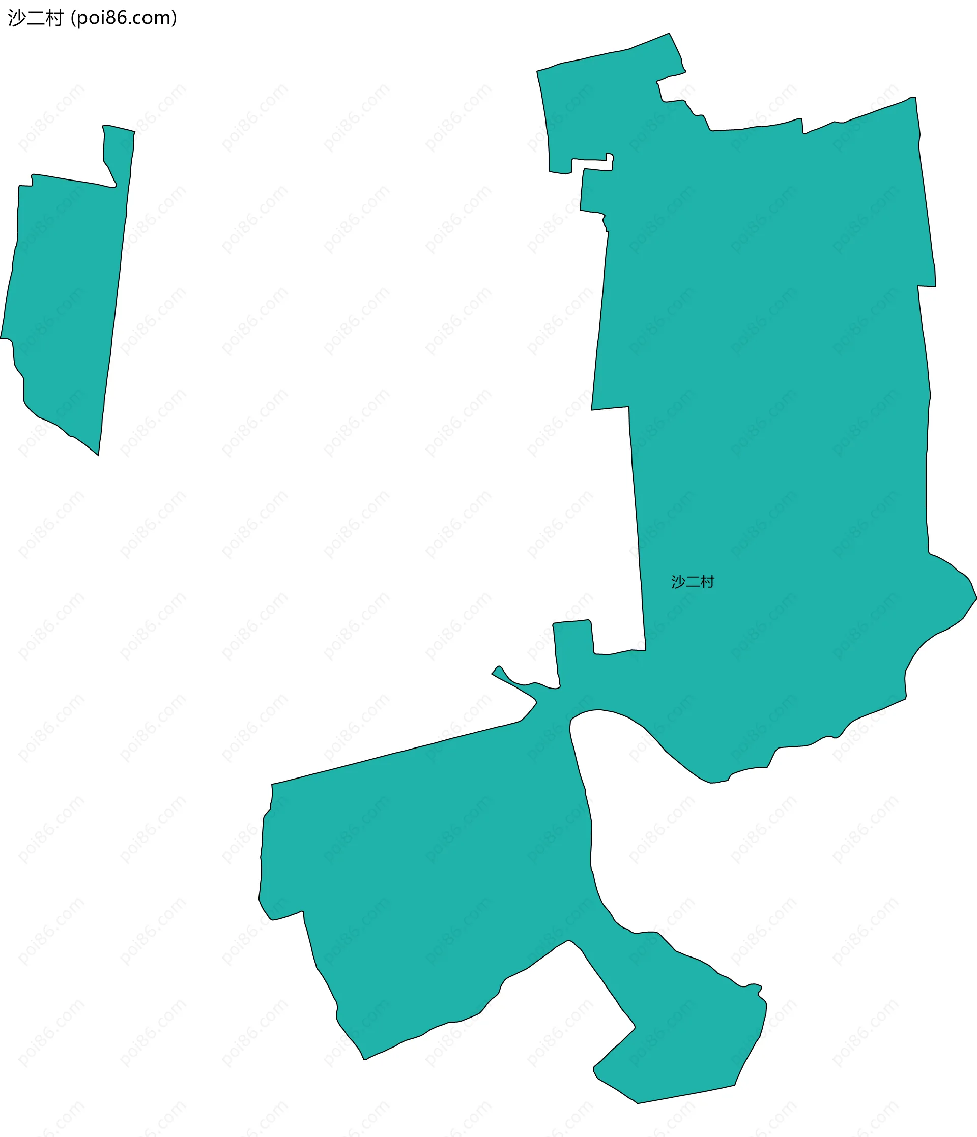 沙二村边界地图