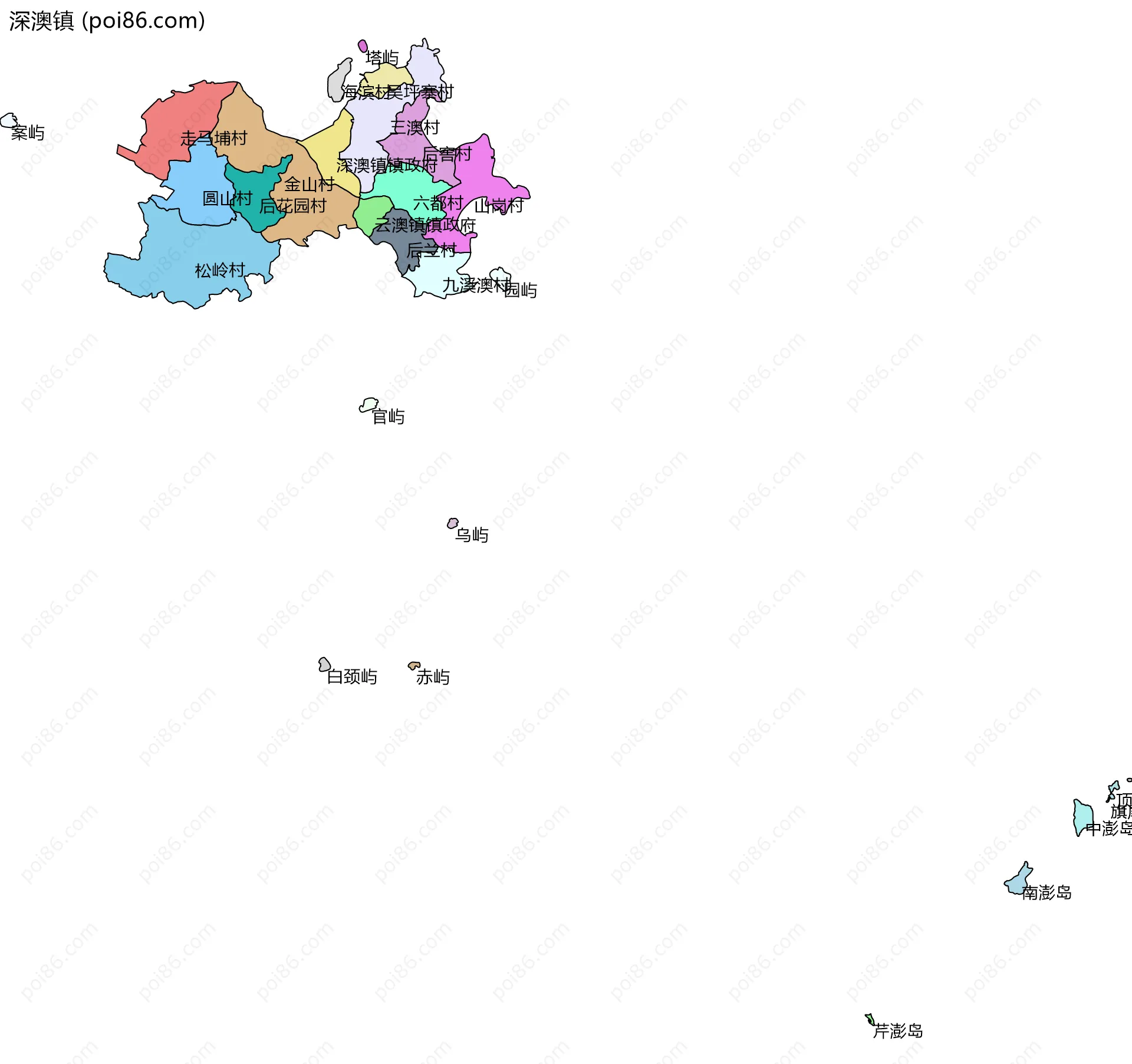 深澳镇边界地图(五级行政区划)