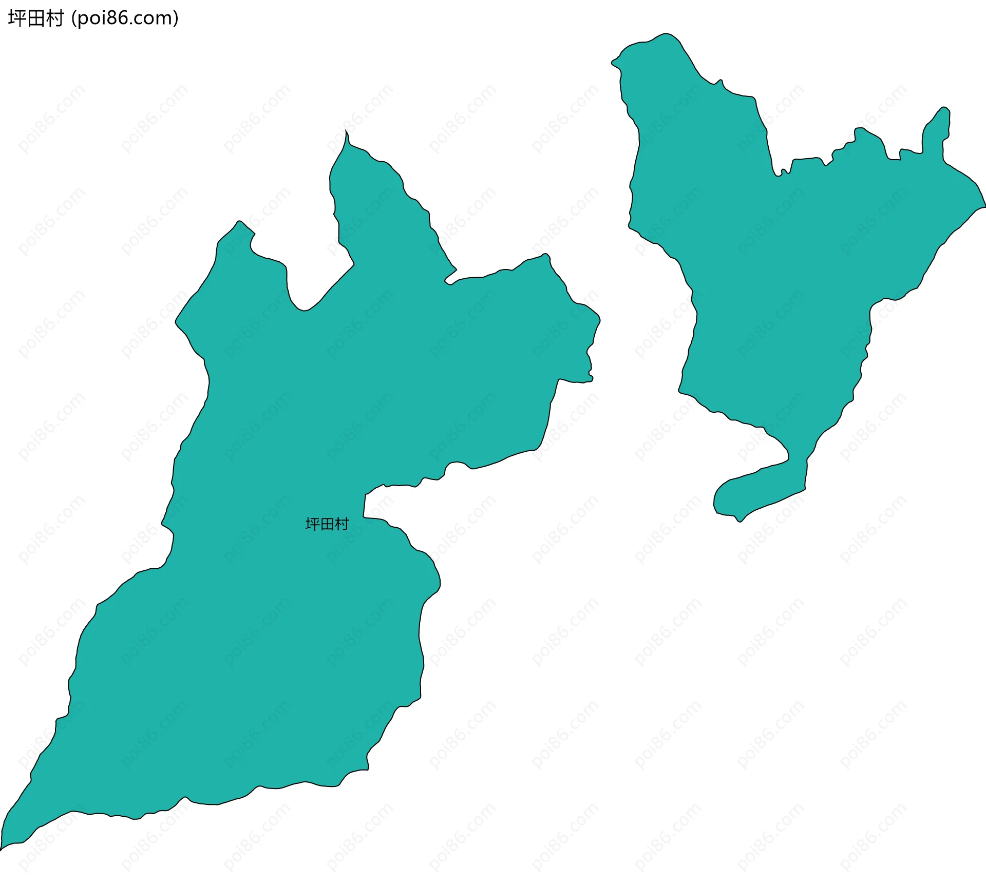 坪田村边界地图