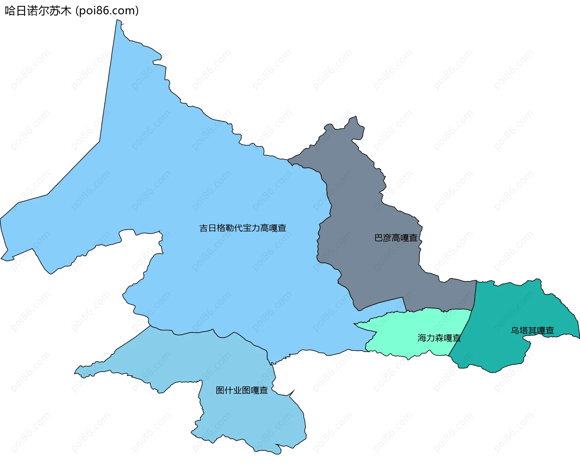 哈日诺尔苏木边界地图(五级行政区划)