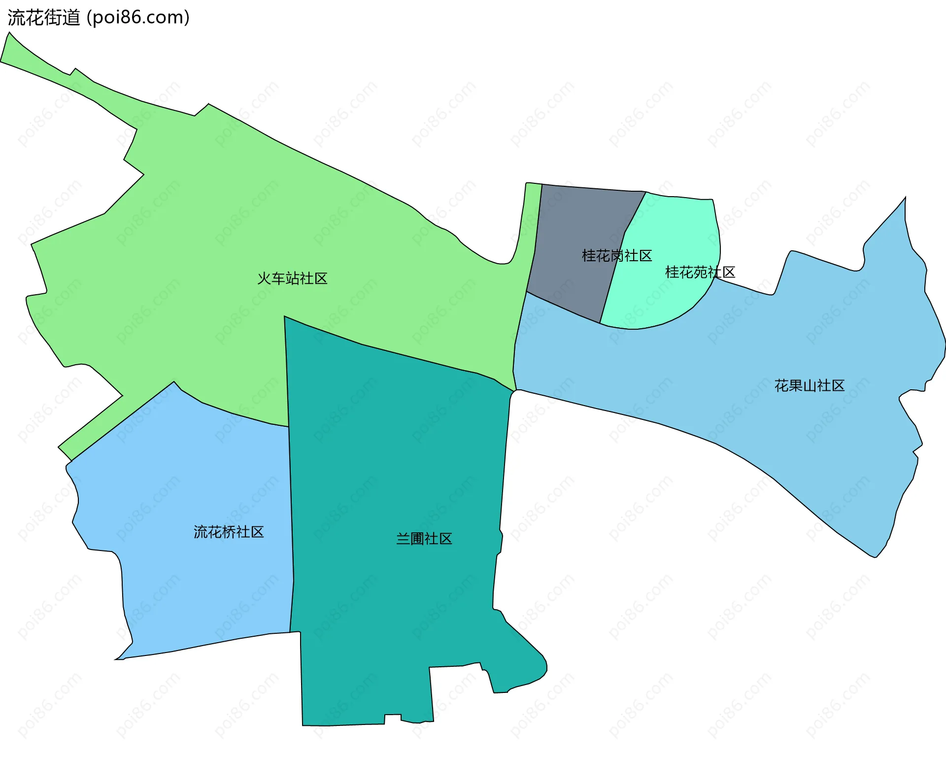 流花街道边界地图(五级行政区划)