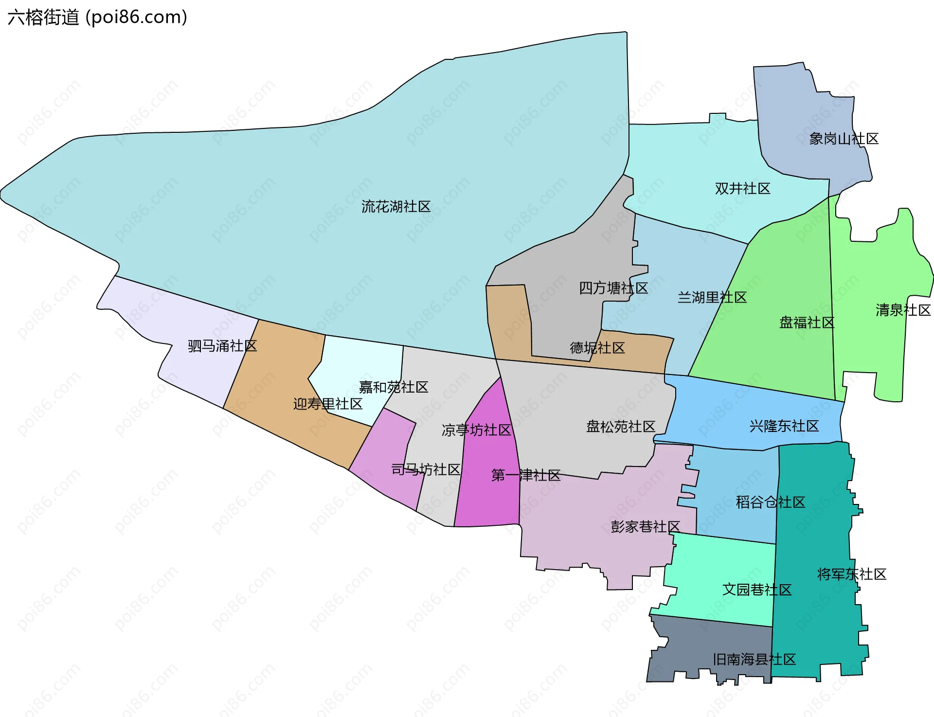 六榕街道边界地图(五级行政区划)