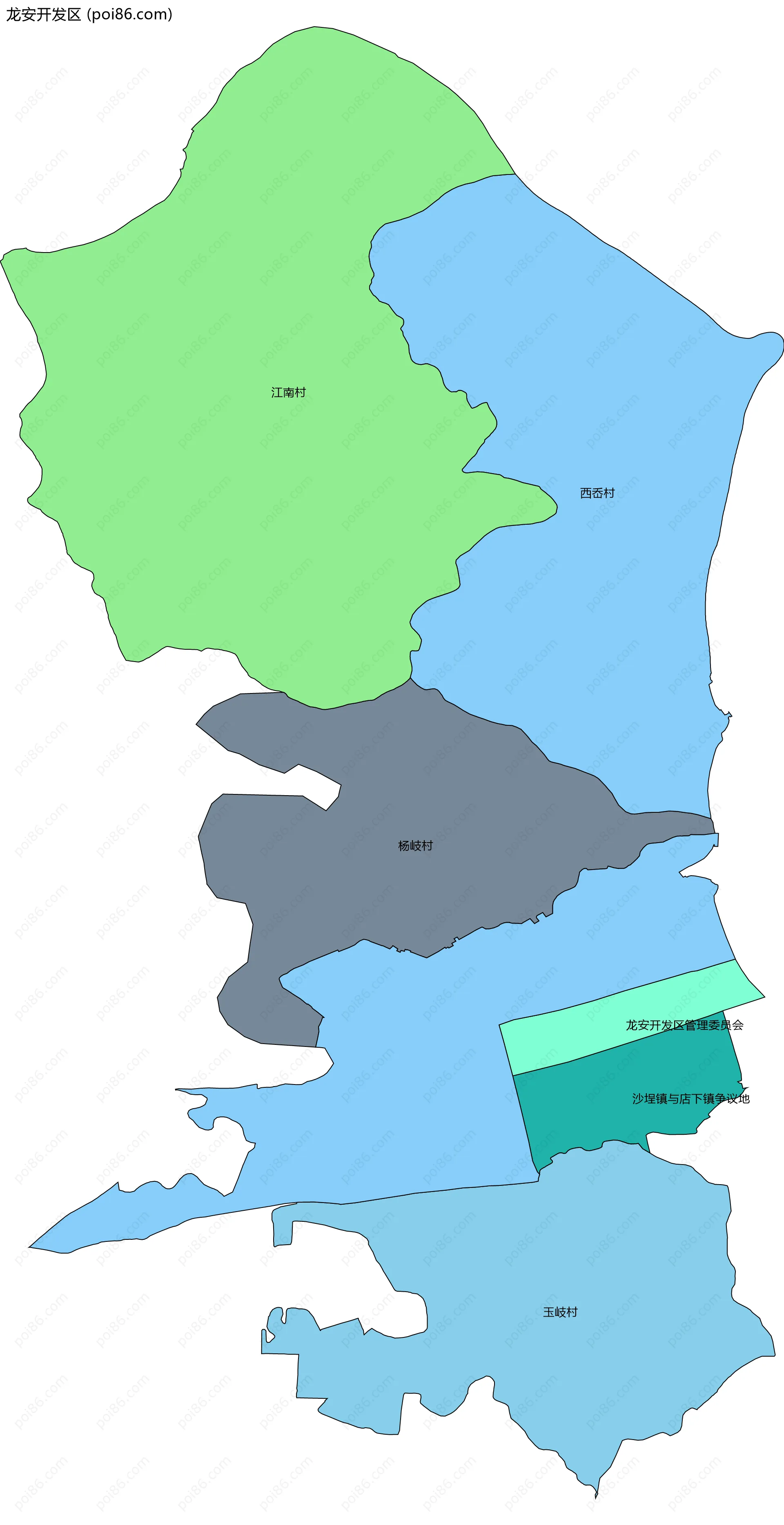 龙安开发区边界地图(五级行政区划)
