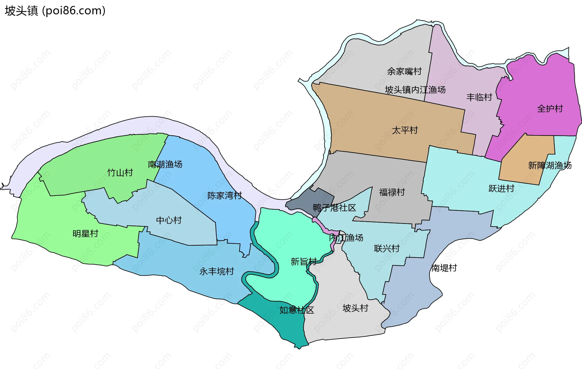 坡头镇边界地图(五级行政区划)