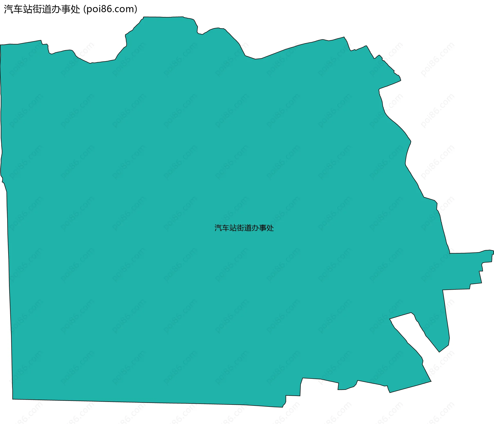 汽车站街道办事处边界地图(五级行政区划)