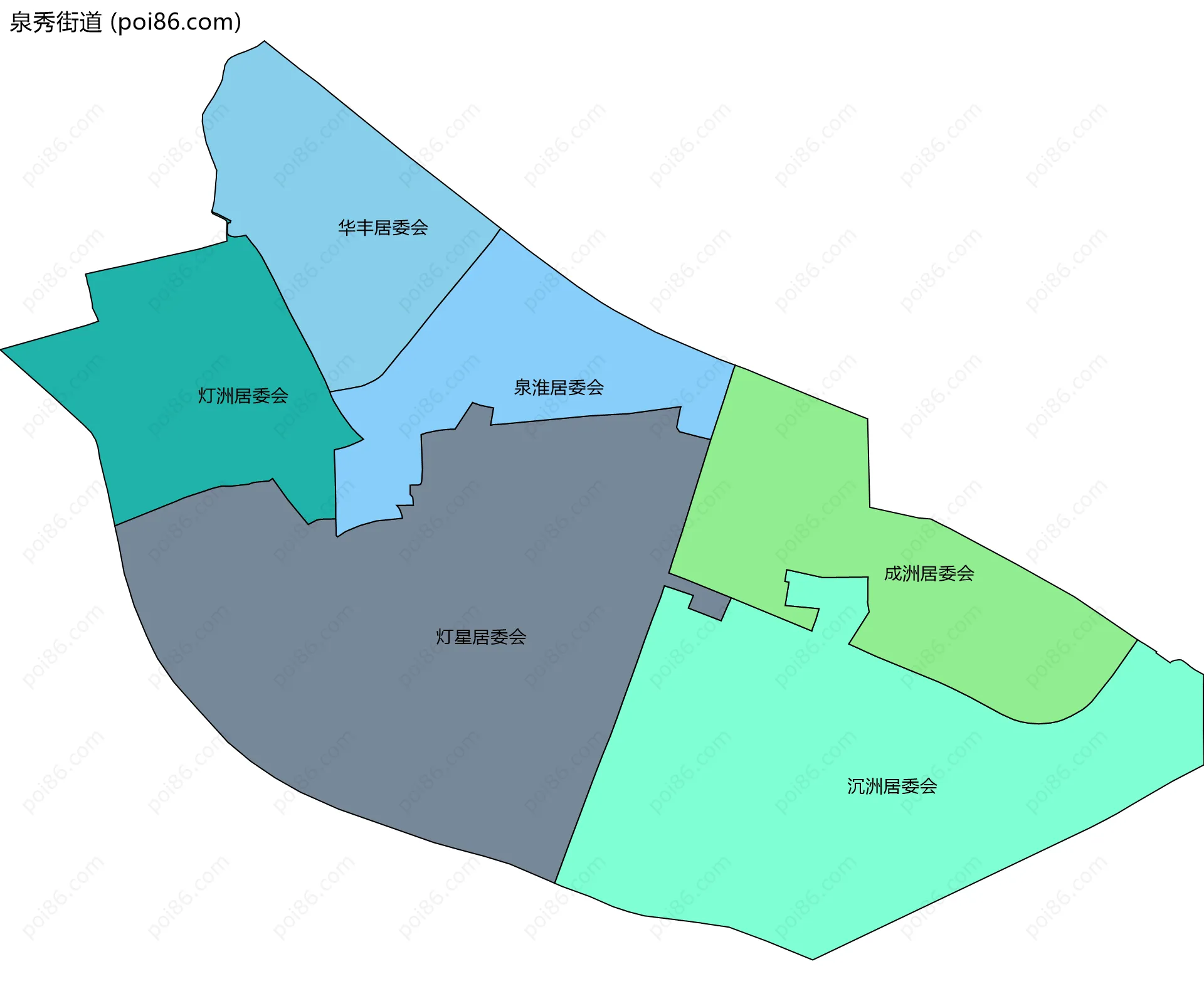 泉秀街道边界地图(五级行政区划)