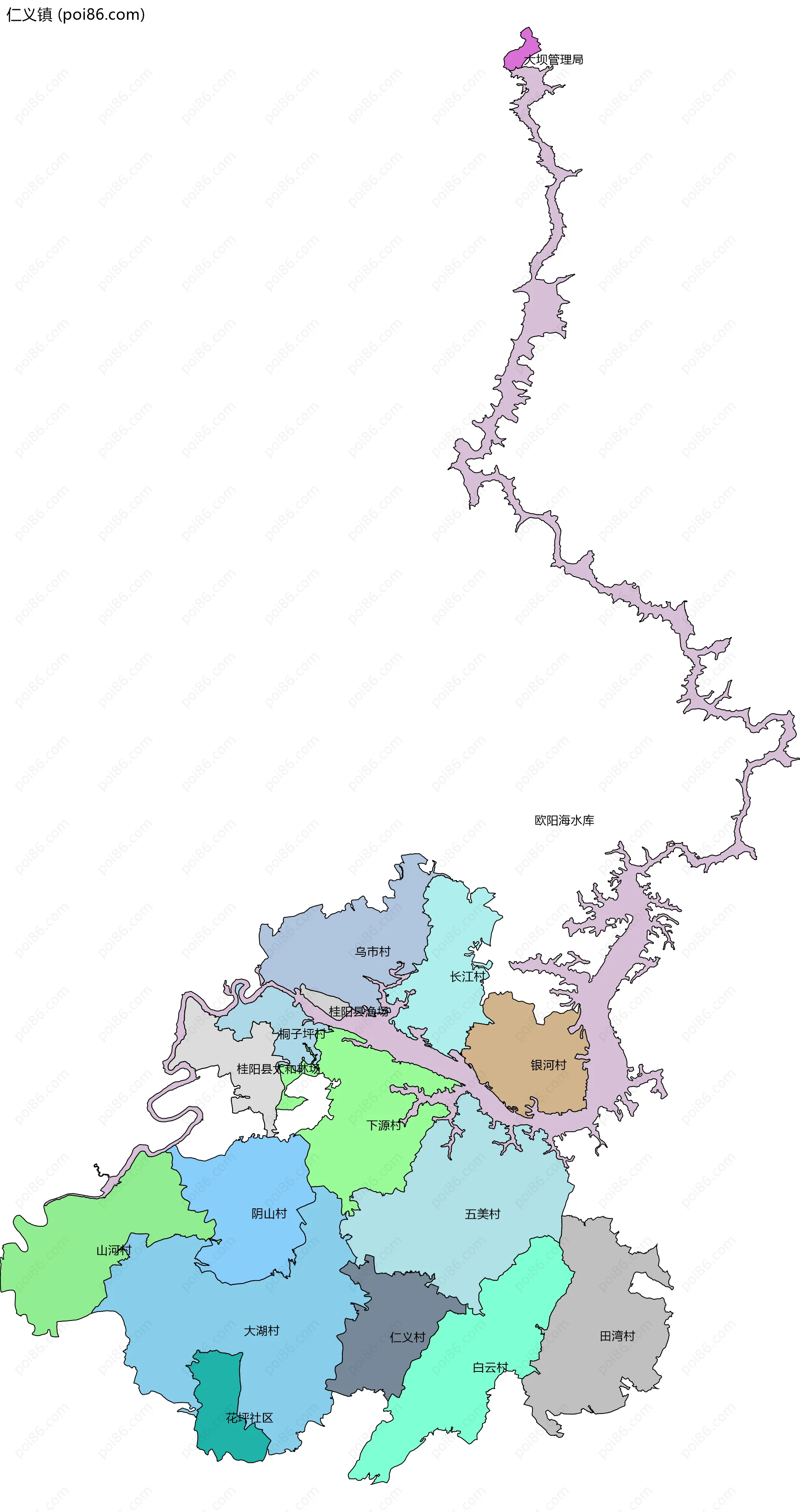 仁义镇边界地图(五级行政区划)