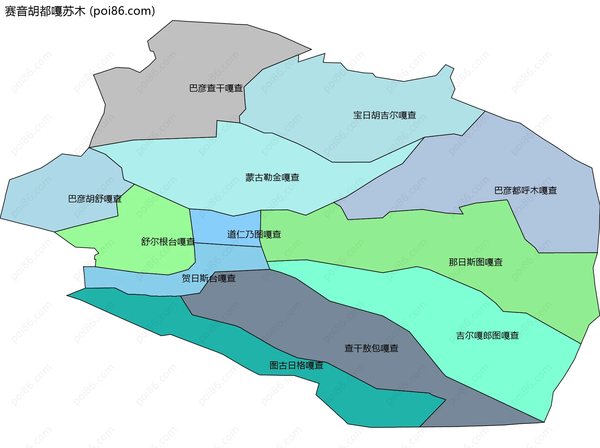 赛音胡都嘎苏木边界地图(五级行政区划)