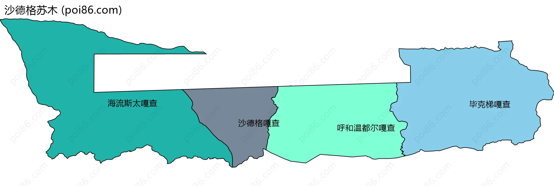 沙德格苏木边界地图(五级行政区划)