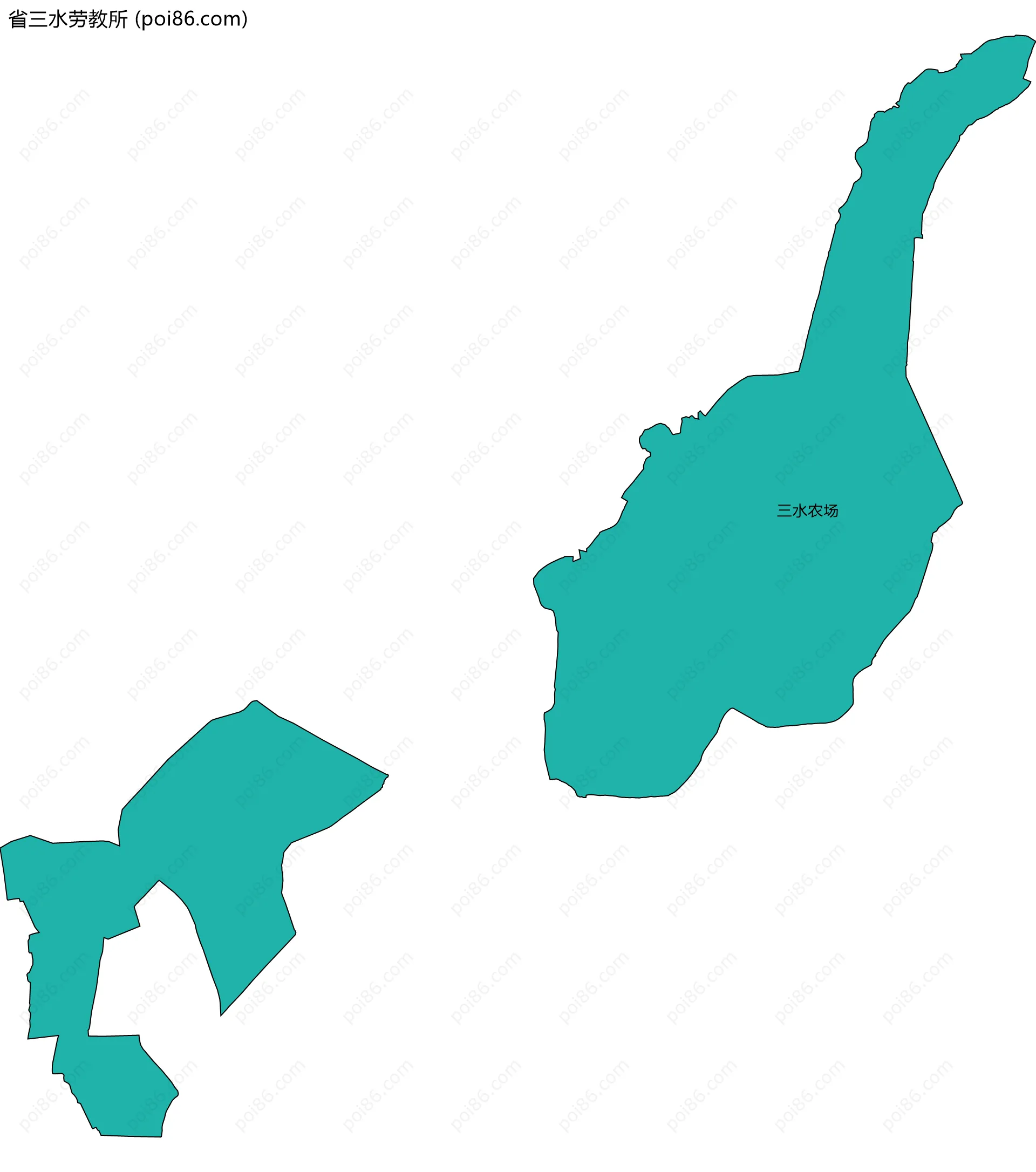 省三水劳教所边界地图(五级行政区划)