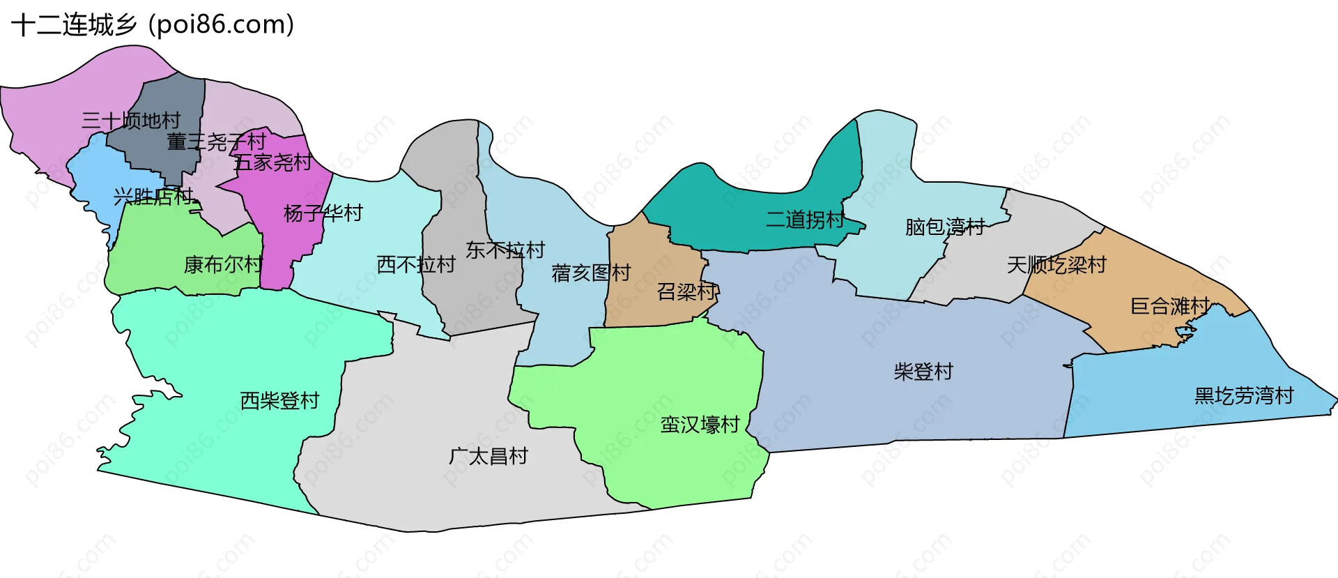 十二连城乡边界地图(五级行政区划)