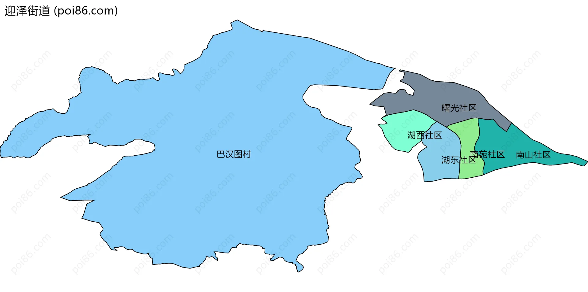 迎泽街道边界地图(五级行政区划)