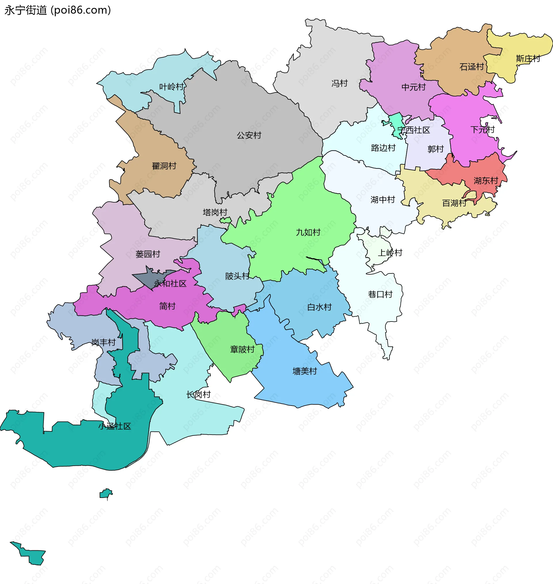 永宁街道边界地图(五级行政区划)