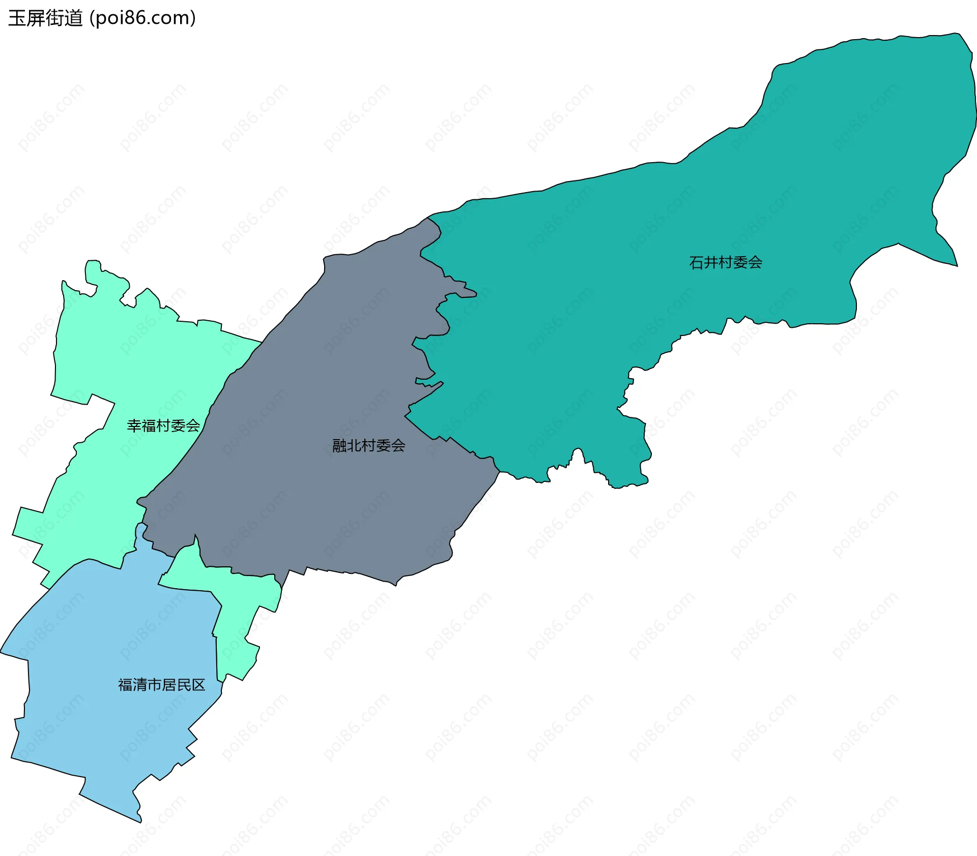 玉屏街道边界地图(五级行政区划)