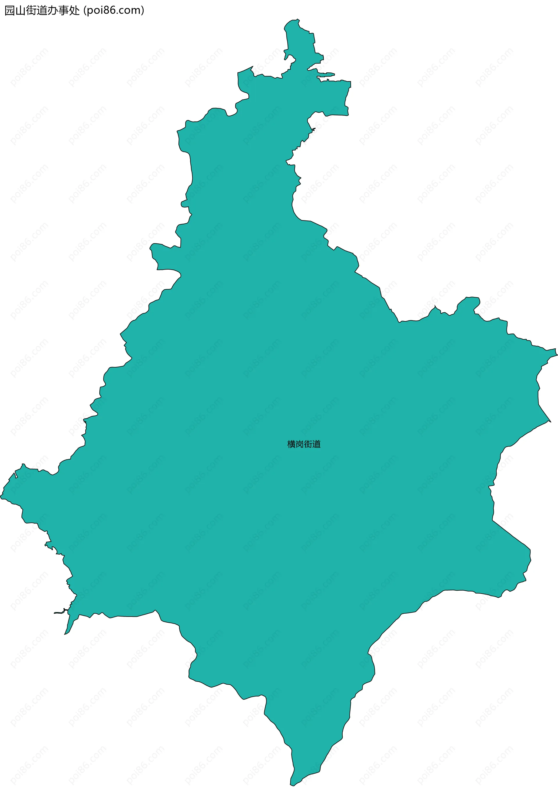 园山街道办事处边界地图(五级行政区划)