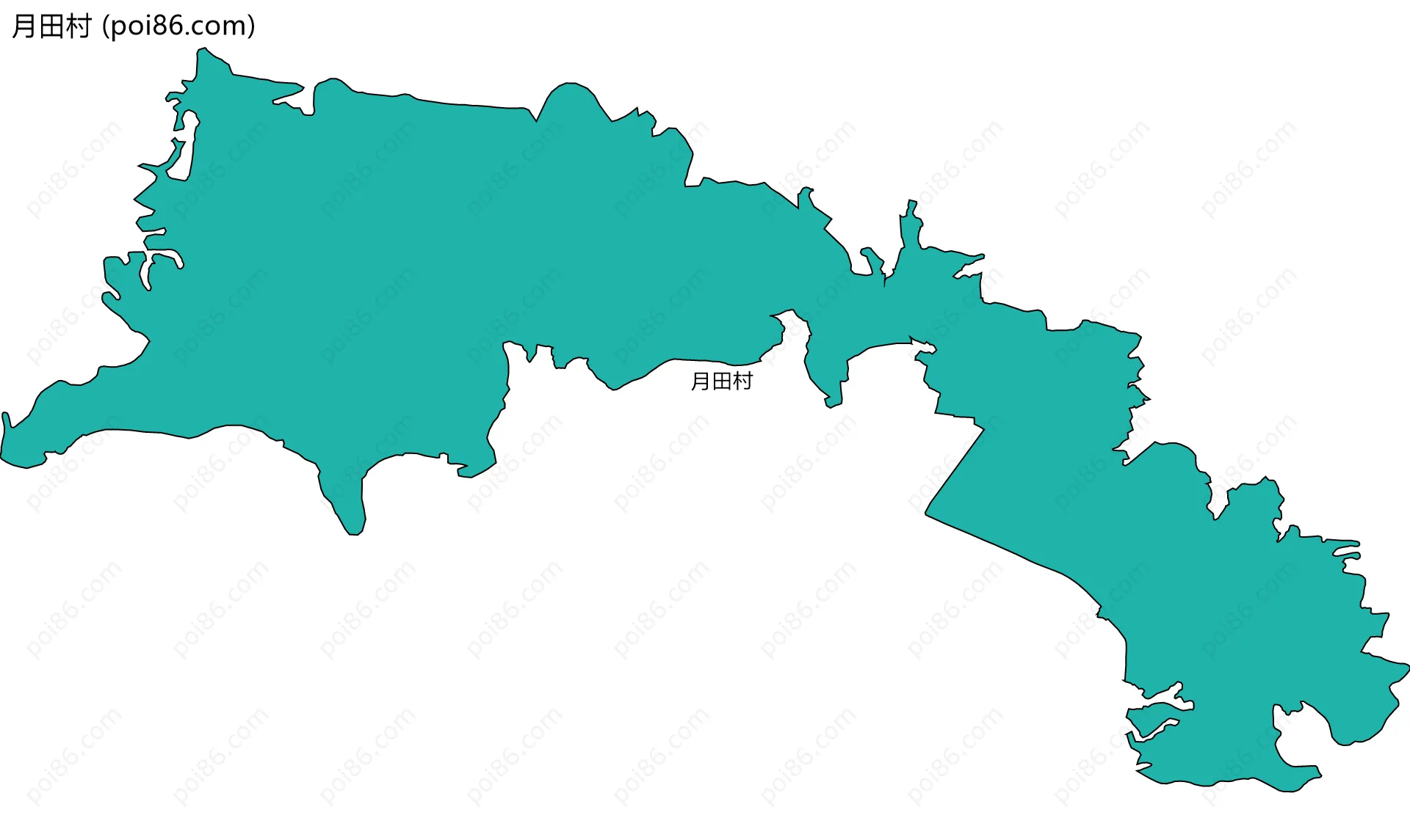 月田村边界地图