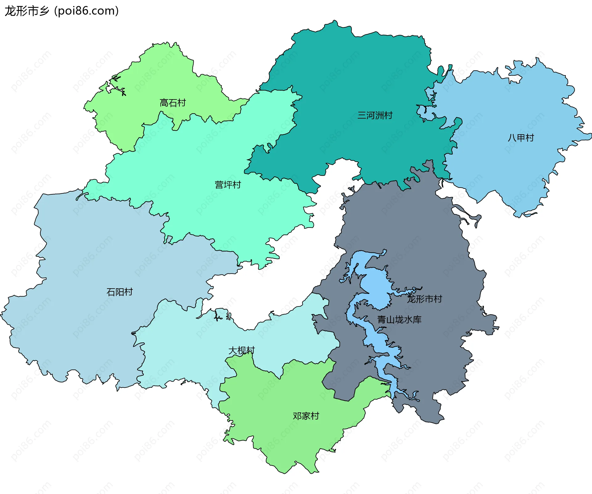 龙形市乡边界地图(五级行政区划)