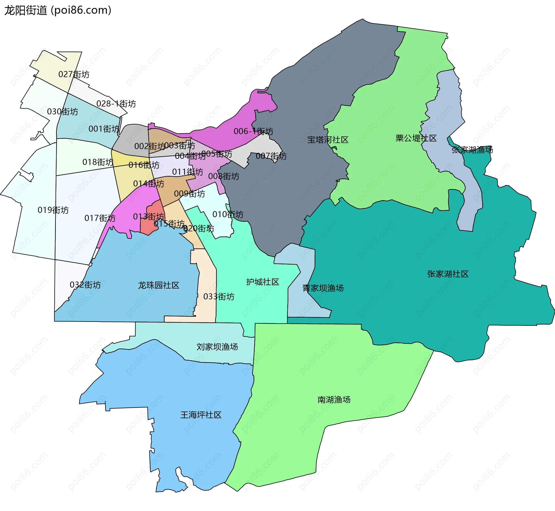 龙阳街道边界地图(五级行政区划)