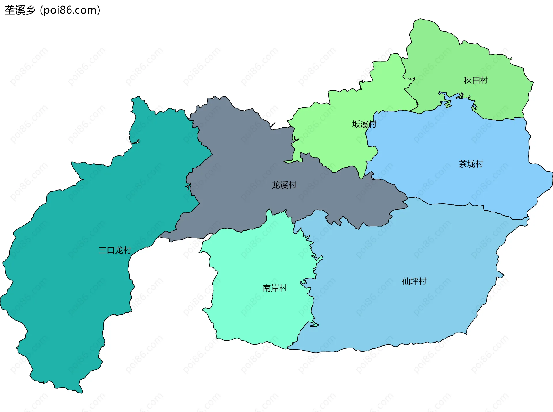 垄溪乡边界地图(五级行政区划)